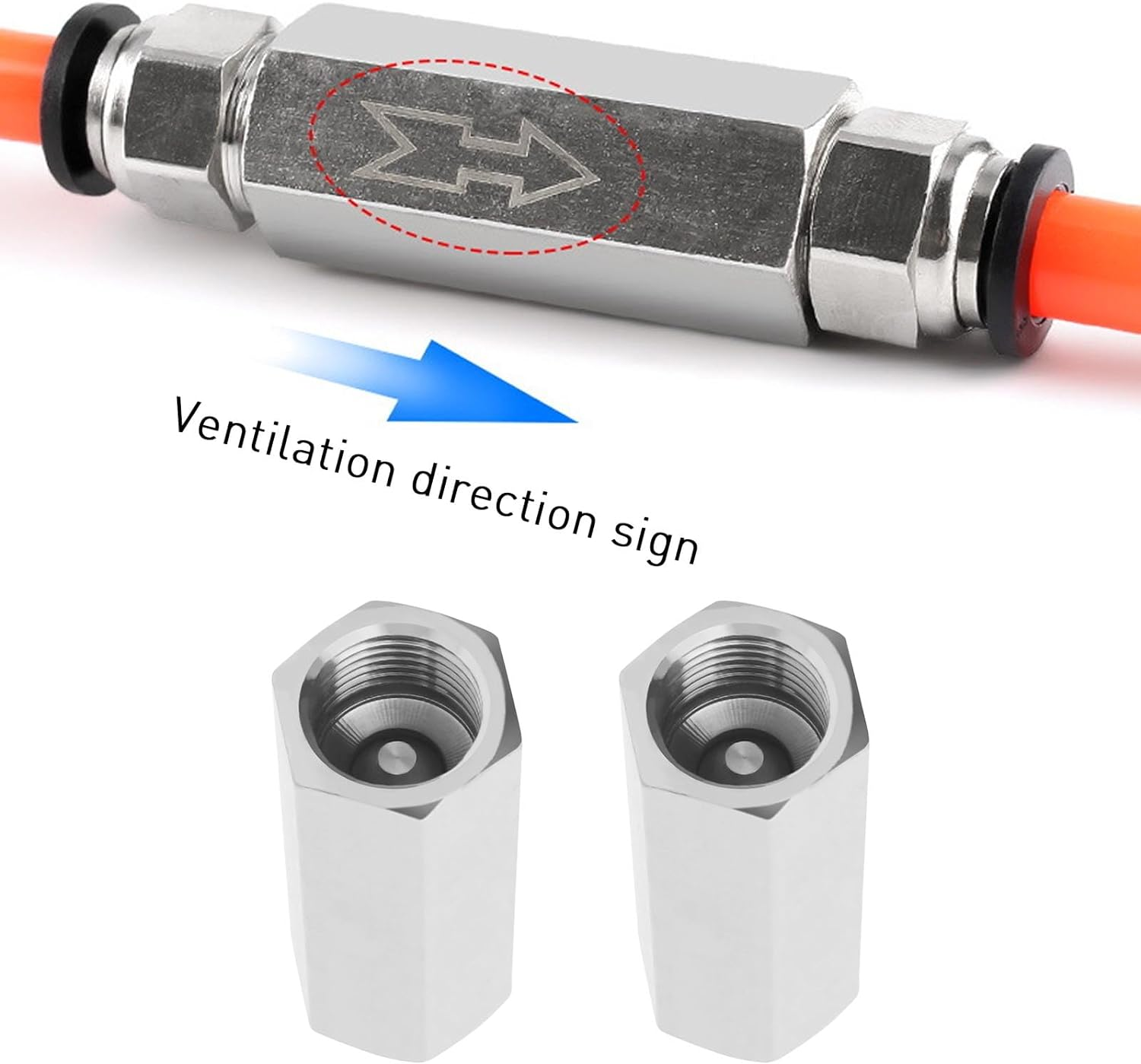 Be in Your Mind 2 Pcs 1/4'' Female Threaded Brass One Way Air Check Valve 40Mm Hexagon Non-Return Pneumatic Air Check Valve Replacement Accessory for Boiler and Pressure Vessel image number 2