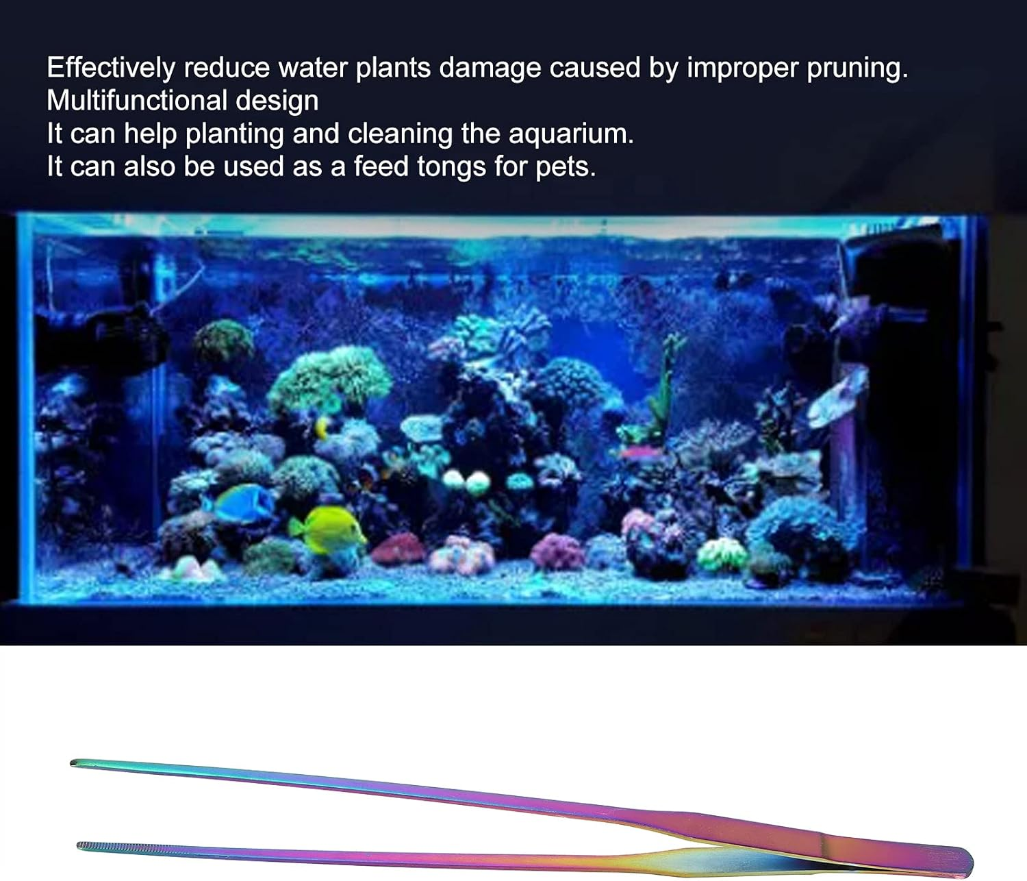 27Cm Aquarium Straight Curved Tweezers Colorful Stainless Steel Aquarium Aquascaping Tweezers Aquatic Plants Clamp/Holder (#1) image number 6