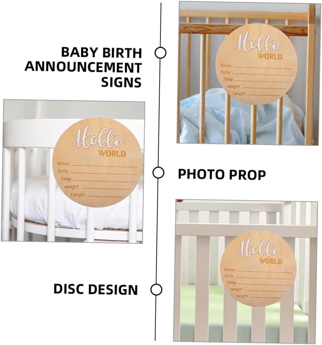 2 Pcs Wooden Birth Announcement Signs Newborn Name Board for Hospital Photography Prop Sturdy Arrival Plaque with Chic Design