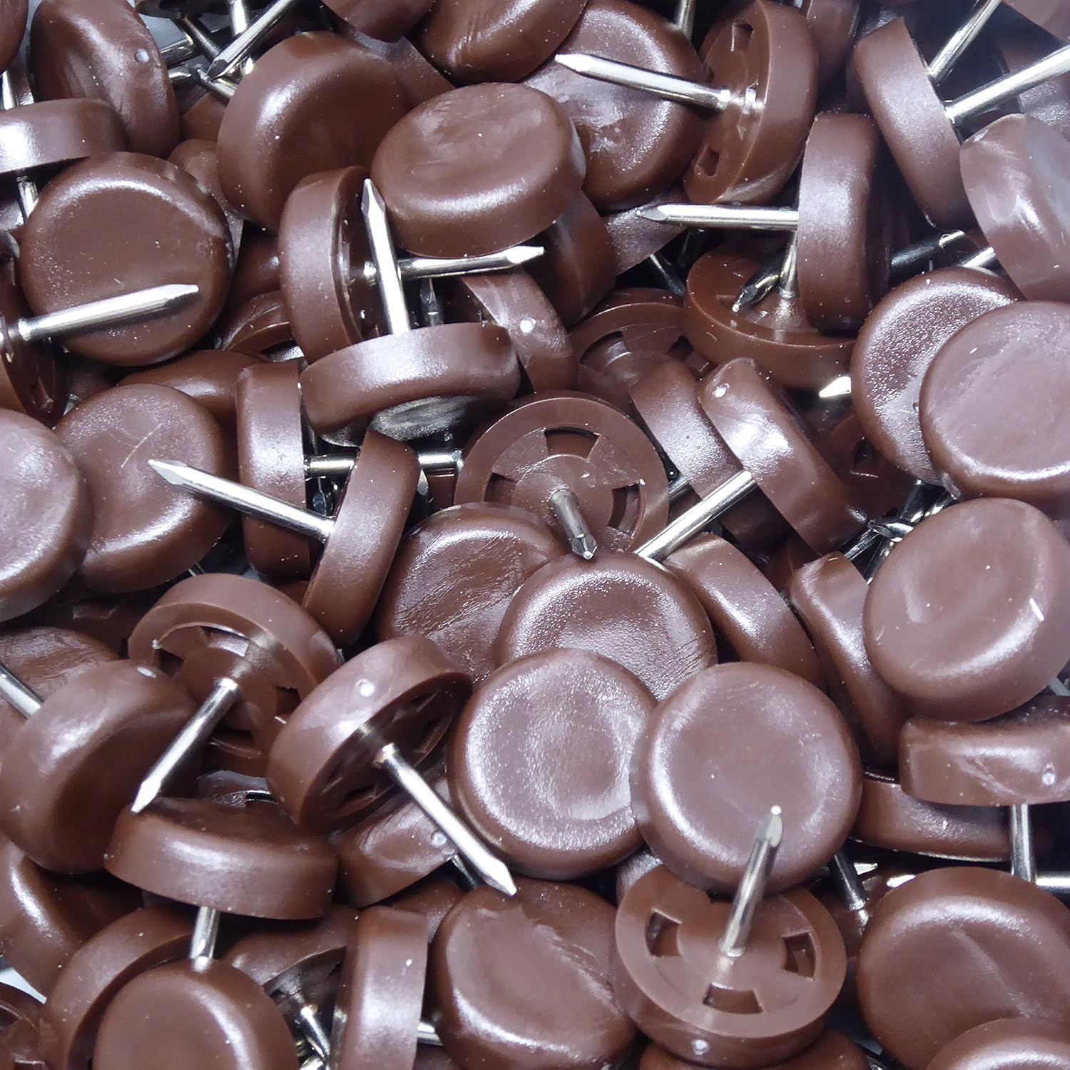 Adsamm&reg; 100 X Plastic Gliders with Nails, Brown, Diameter 18 Mm, Round, Furniture Gliders with Nails, Furniture and Floor Protection in Adsamm&reg; Quality image number 2