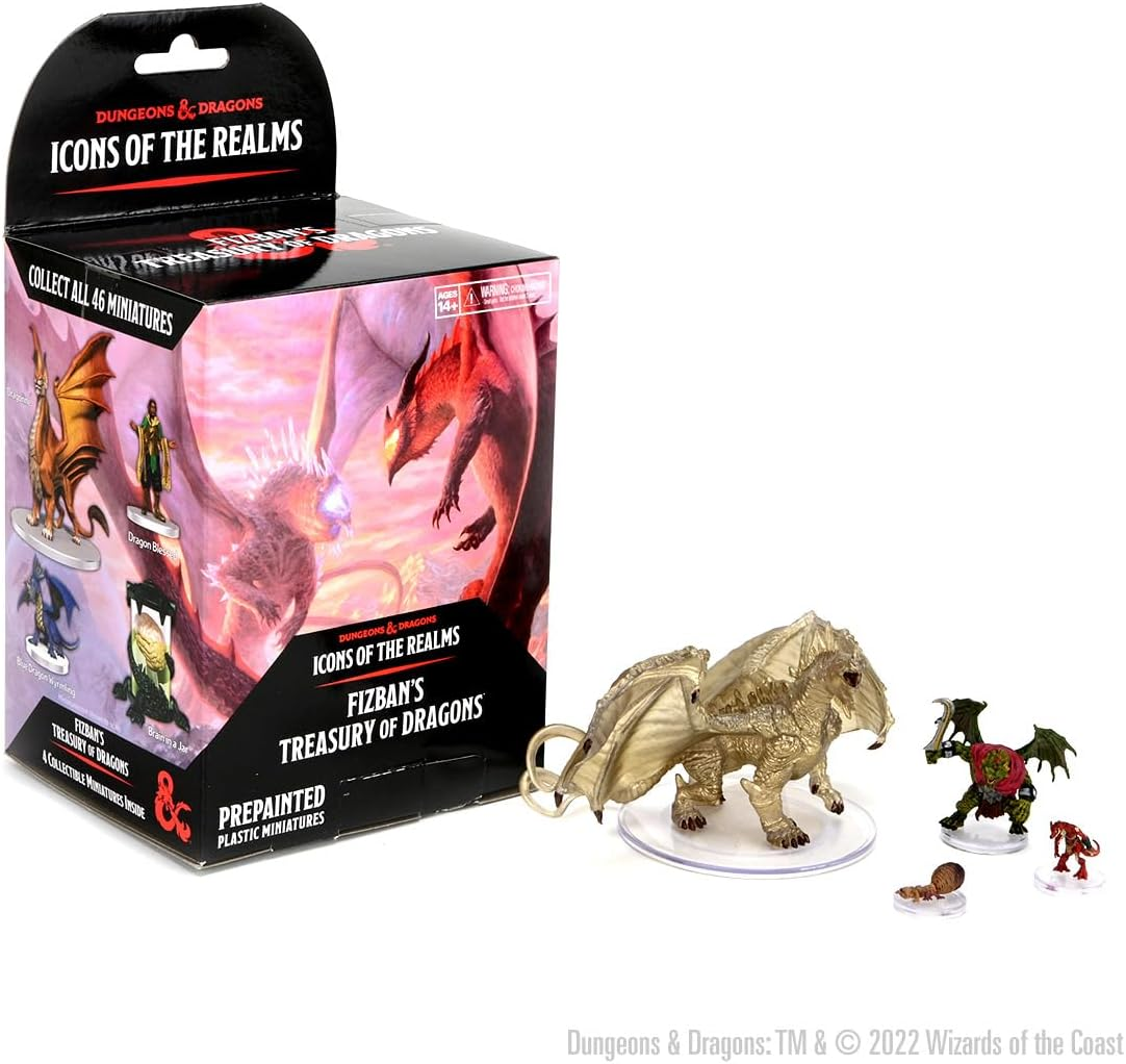Wizkids D&D Icons of the Realms: Fizban'S Treasury of Dragons with Booster 8 Ct Brick Set 22 Miniature Figure