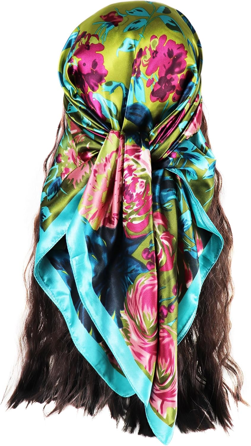 Vabovin Women'S 35" Satin Square Silk like Hair Scarves and Wraps Headscarf for Sleeping