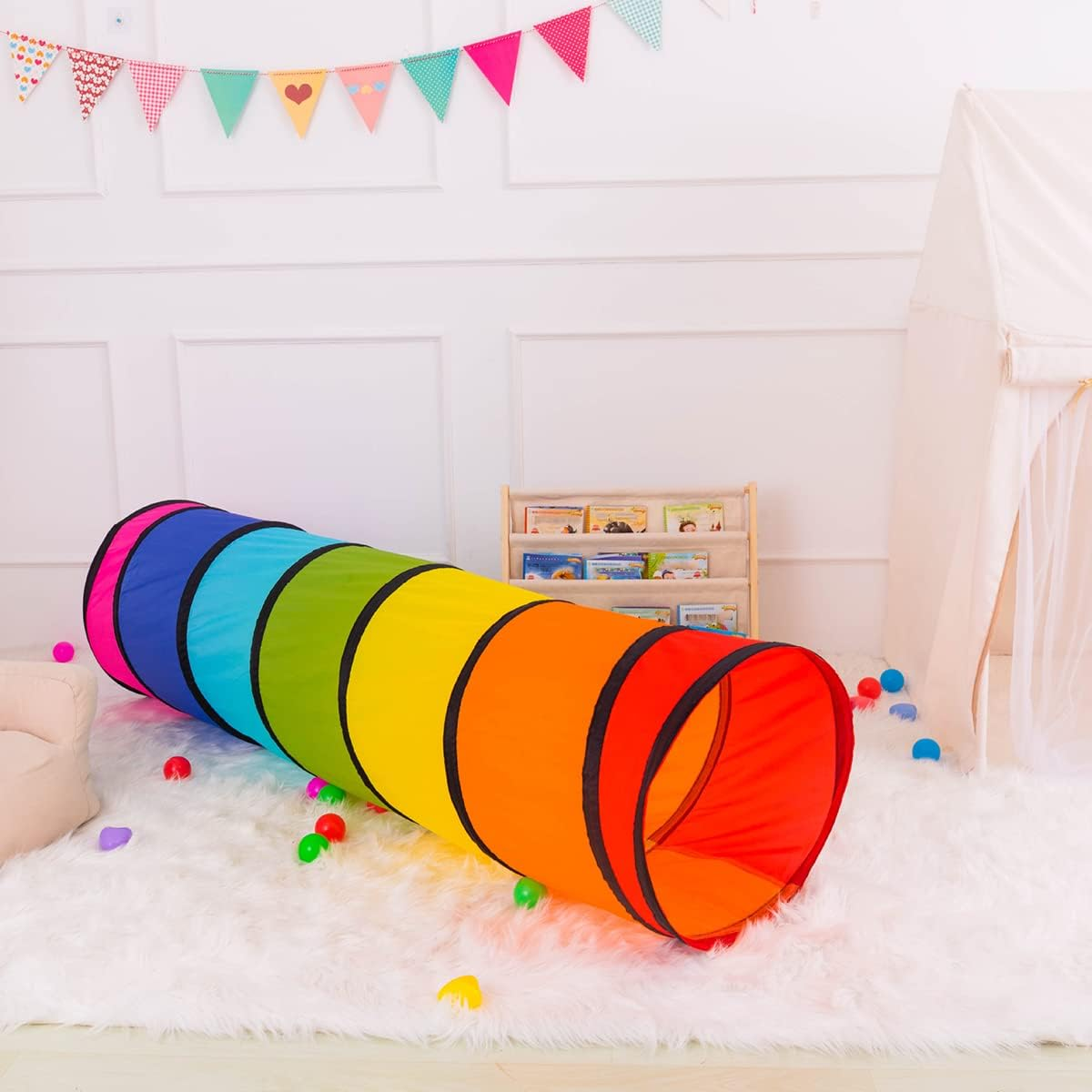 Kids Play Tunnel for Toddlers with round Opening, Pop up Crawl through Tunnel Play Tent for Baby Infant Children or Pet 46X180Cm image number 6