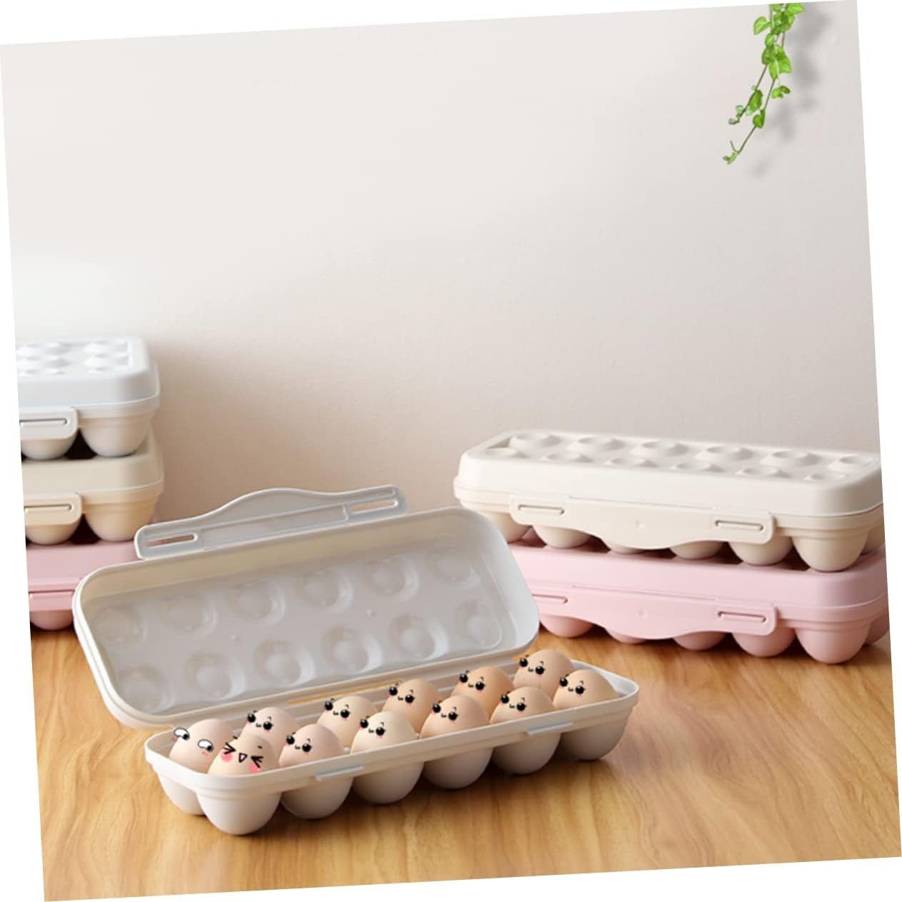 Jojofuny 2Pcs Storage Container Stackable Khaki Holder for Refrigerator Material for Kitchen Organization - Pink image number 7