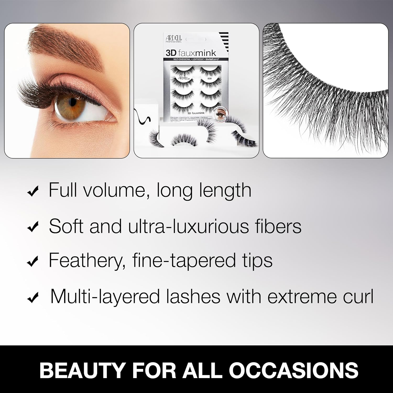 Ardell 3D Faux Mink Lashes &ndash; Lightweight Invisiband, Natural Lashes Faux Mink Demi Wispies, 4 Pairs image number 6