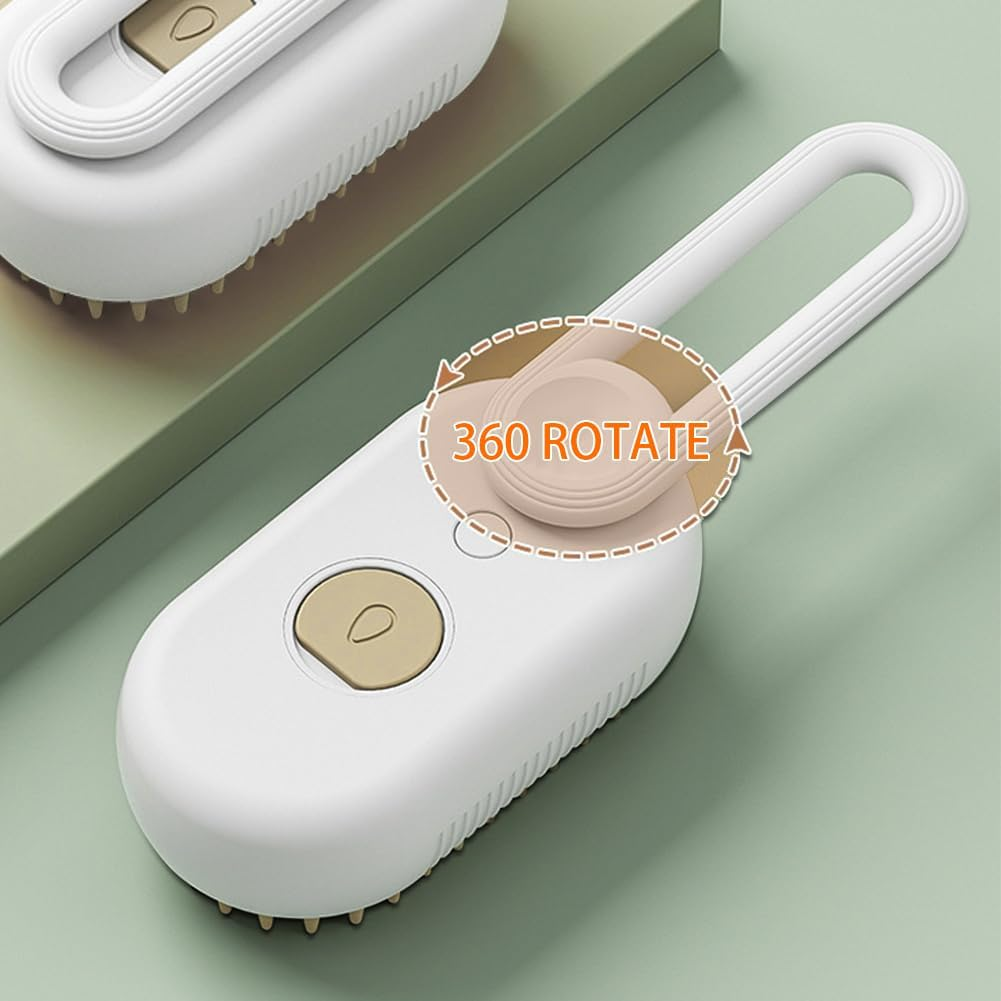 Cat Brush with Steam, Electric Spray Comb, Cat Steam Brush with Rotating Handle, USB Charging Brush for Cats, Dogs, Rabbits and Other Pets, White image number 1