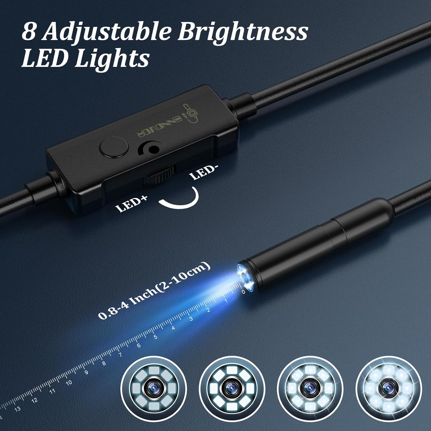 Endoscope Inspection Camera, Ennovor 1920 HD Flexible Rigid Snake Camera, 8 LED Lights No Wifi Snake Camera Waterproof IP67 Tube Sink Pipe Drain Camera for Android Ios Tablet Samsung (16.4 Ft/ 5M) image number 1