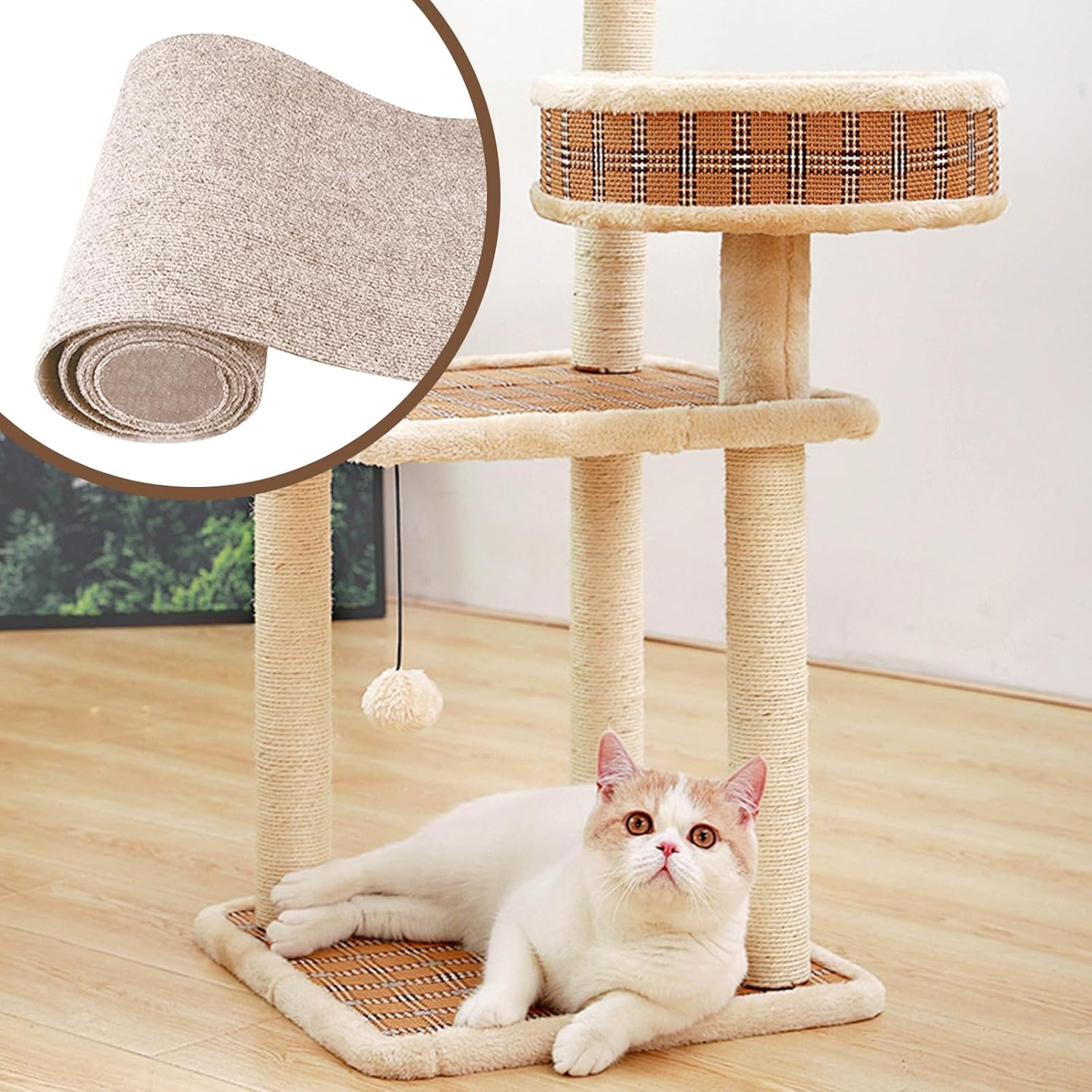 SPORWAY Pack of 2 Cat Scratching Mat, Cat Scratching Boards, 40 Cm X 100 Cm, Cat Scratching Mat, Cat Scratching Board Scratching Mat for Protects Carpets and Sofas image number 5