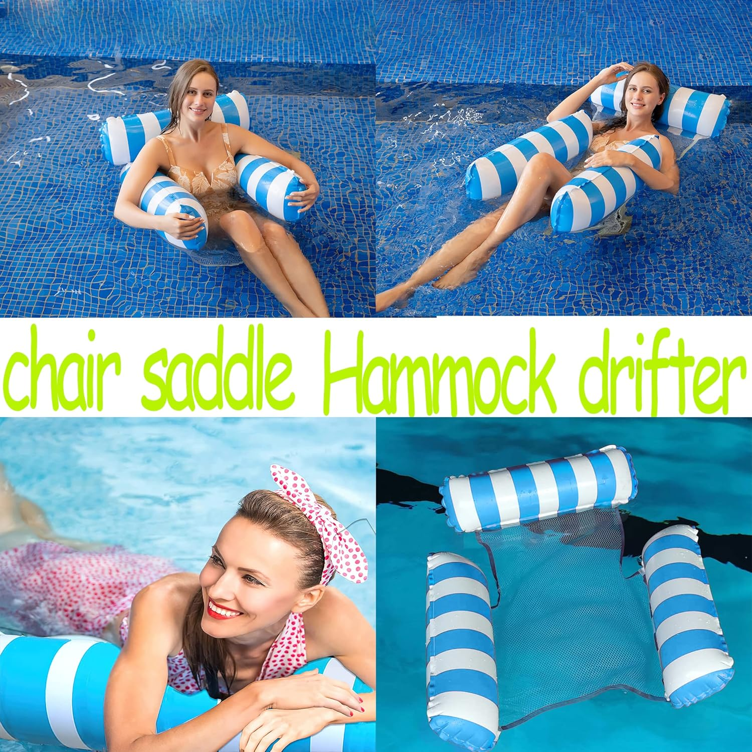 Water Hammock Lounger - Pool Float Lounger for Adults Inflatable Swimming Pool Hammock Floaties Multi-Purpose Pool Floating Lounge Bed for Summer Outdoor Pool image number 3