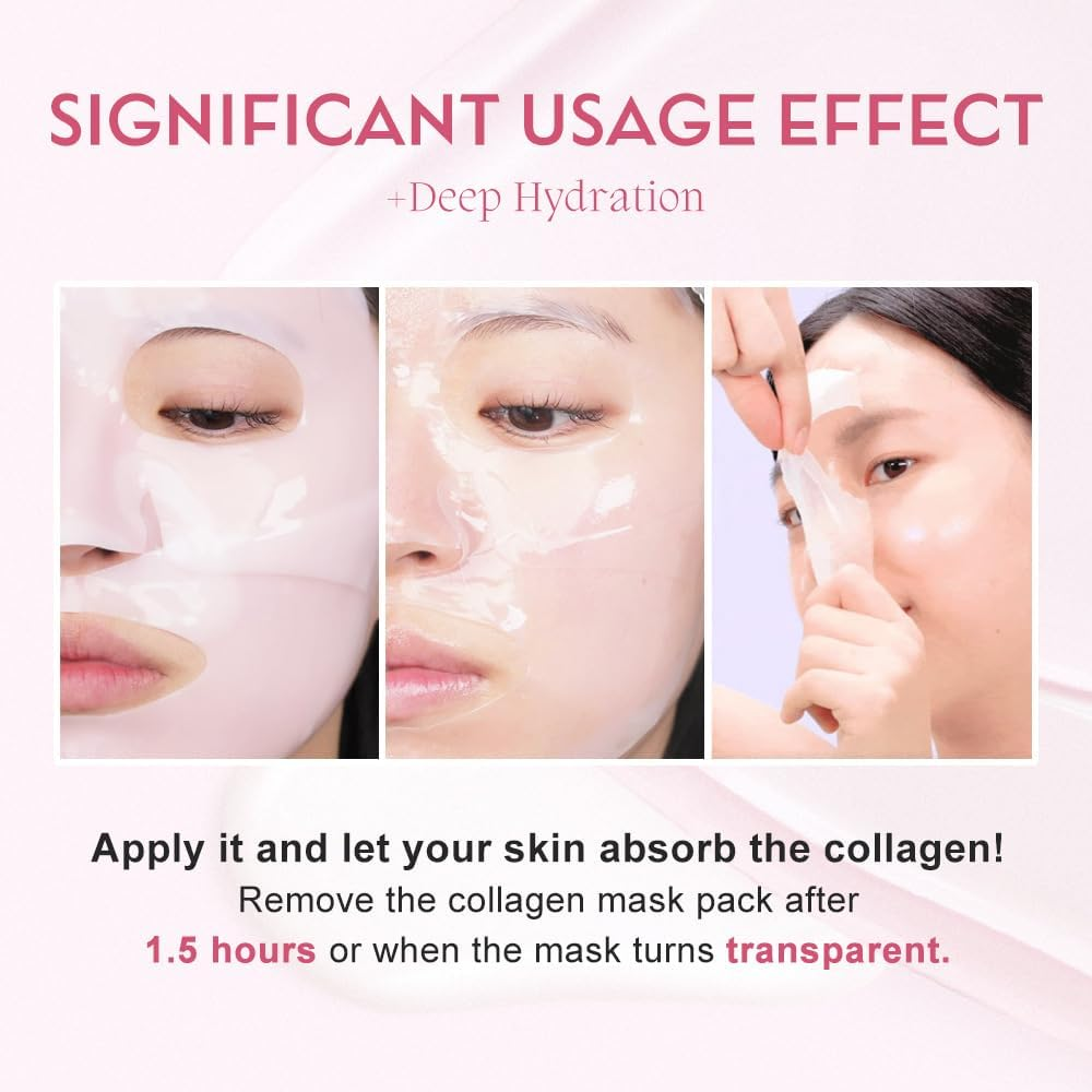Pink Salmon DNA PDRN Collagen Gel Mask, Deep Hydrating and Anti-Wrinkle Formula, Color-Changing Collagen and Skin-Repairing Ingredients, Restoring Elasticity and Brightening Overnight Use to Youthful Glow (8 Pcs/ 2 Box) - 4 Pcs/ 1 Box image number 2