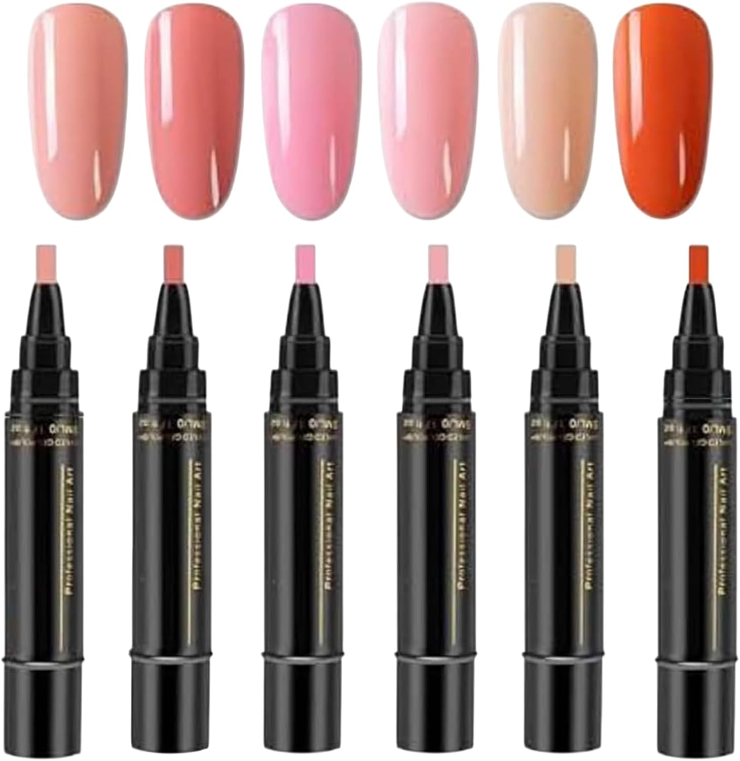 Generic Nail Polish Pens, 6 Colors Polishey Gel Nail Polish Pen Set, Quick-Dry, No UV, All-In-One Tool