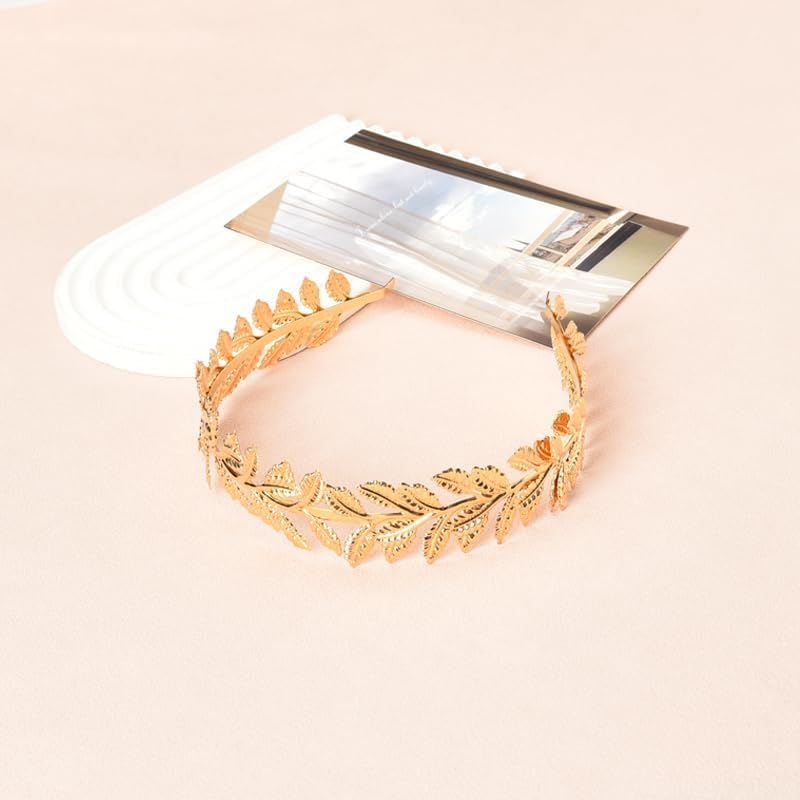 Bridal Headband Leaf Hairband for Women Girls Wedding Headpieces for Bride Bridesmaid Greek Goddess Headbands for Wedding Prom Tiaras for Teen Girls image number 3