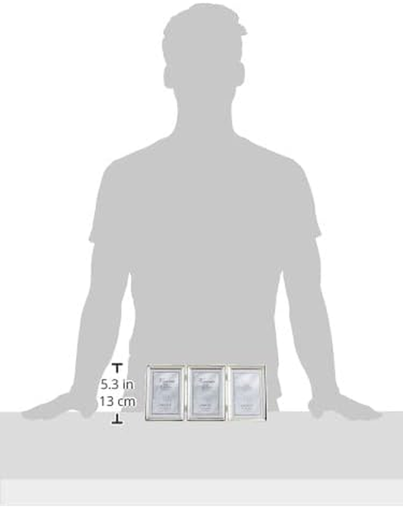 Lawrence Frames Polished Silver Plate 4X6 Hinged Triple Picture Frame - Bead Border Design image number 3