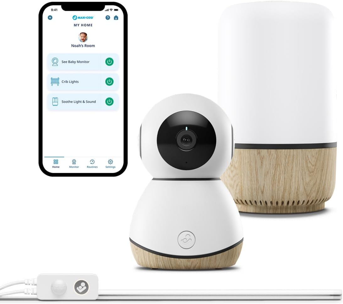 Maxi COSI Connected Nursery Bundle-See Baby Monitor + Soothe Light & Sound + Glow Cot Light, Minimal Design, Smart Sensory Controlled by One App, Easy to Use & Installation image number 4