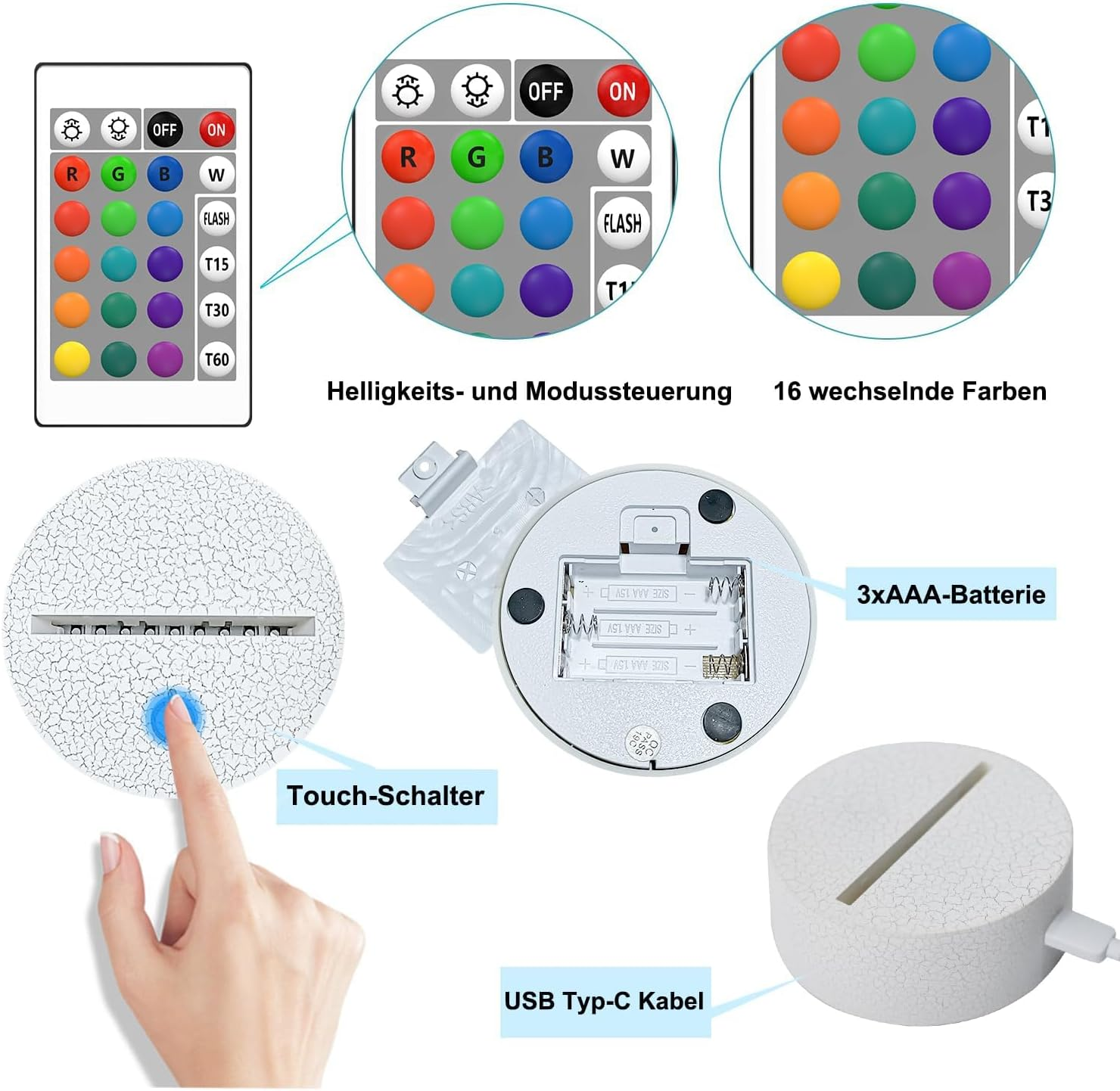 Horse Gifts for Girls, 3D Illusion Lamp, 3D Horse Night Light with 16 Colors Remote and Touch Control, Horses Decor for Kids Room, Girls Birthday Gifts image number 3