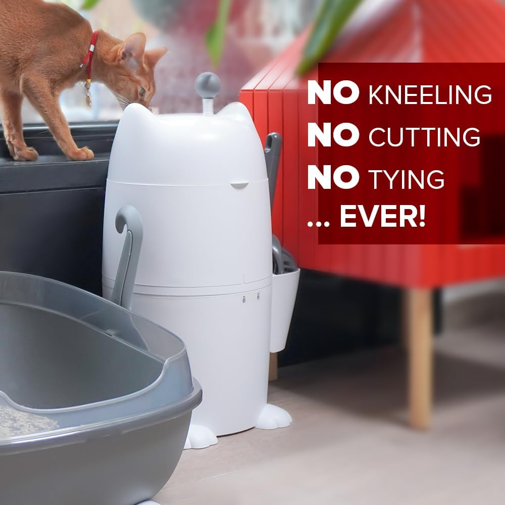 Red Rocket Cat Litter Bin Kitty Twist'R Plus, Odour Free Cat Waste Receptacle with Fast Sift Scoop, Turn Handle Mode Patented Twist Technology, Including 2X Refill Bag 2X Charcoal Sachet image number 3