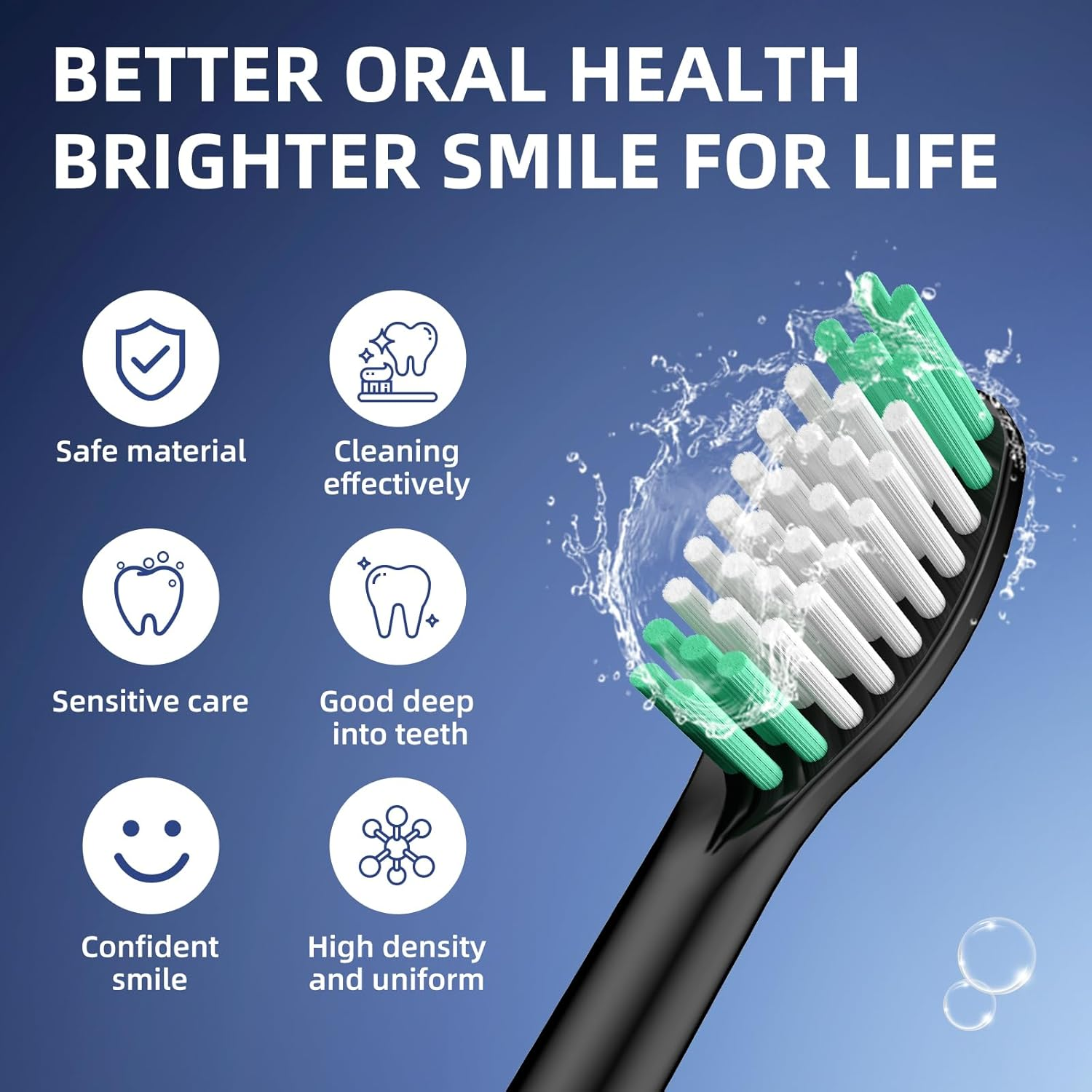 Toolsy 10 Pack Toothbrush Replacement Heads Compatible with Aquasonic Black Series/Black Series Pro/Vibe Series/Dro Series Pro Sonic Electric Toothbrush, 10 Count (Black) image number 6