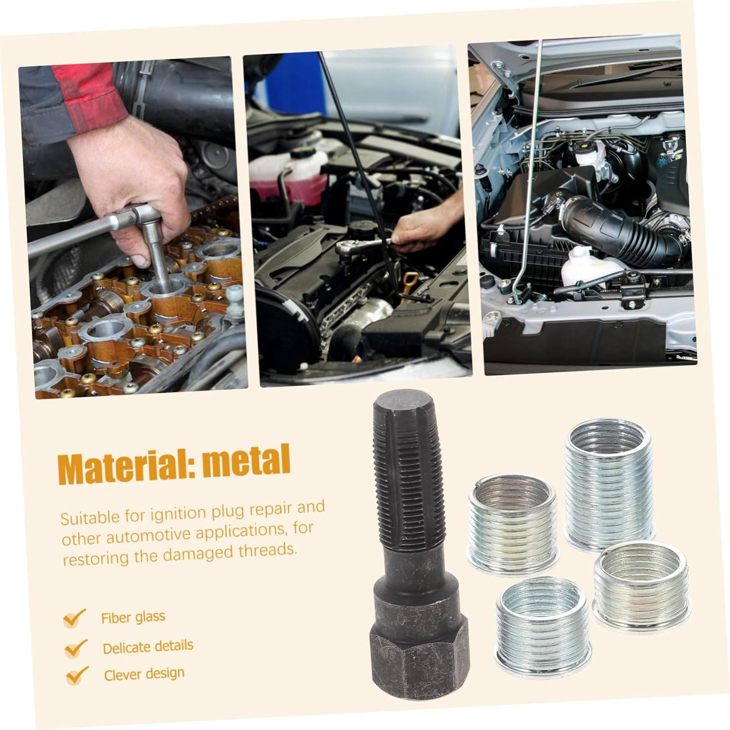 Mobestech Thread Repair Tool Kit for Automotive Ignition Insert Installation Kit for Restoring Damaged Threads Cast and Random Color image number 1