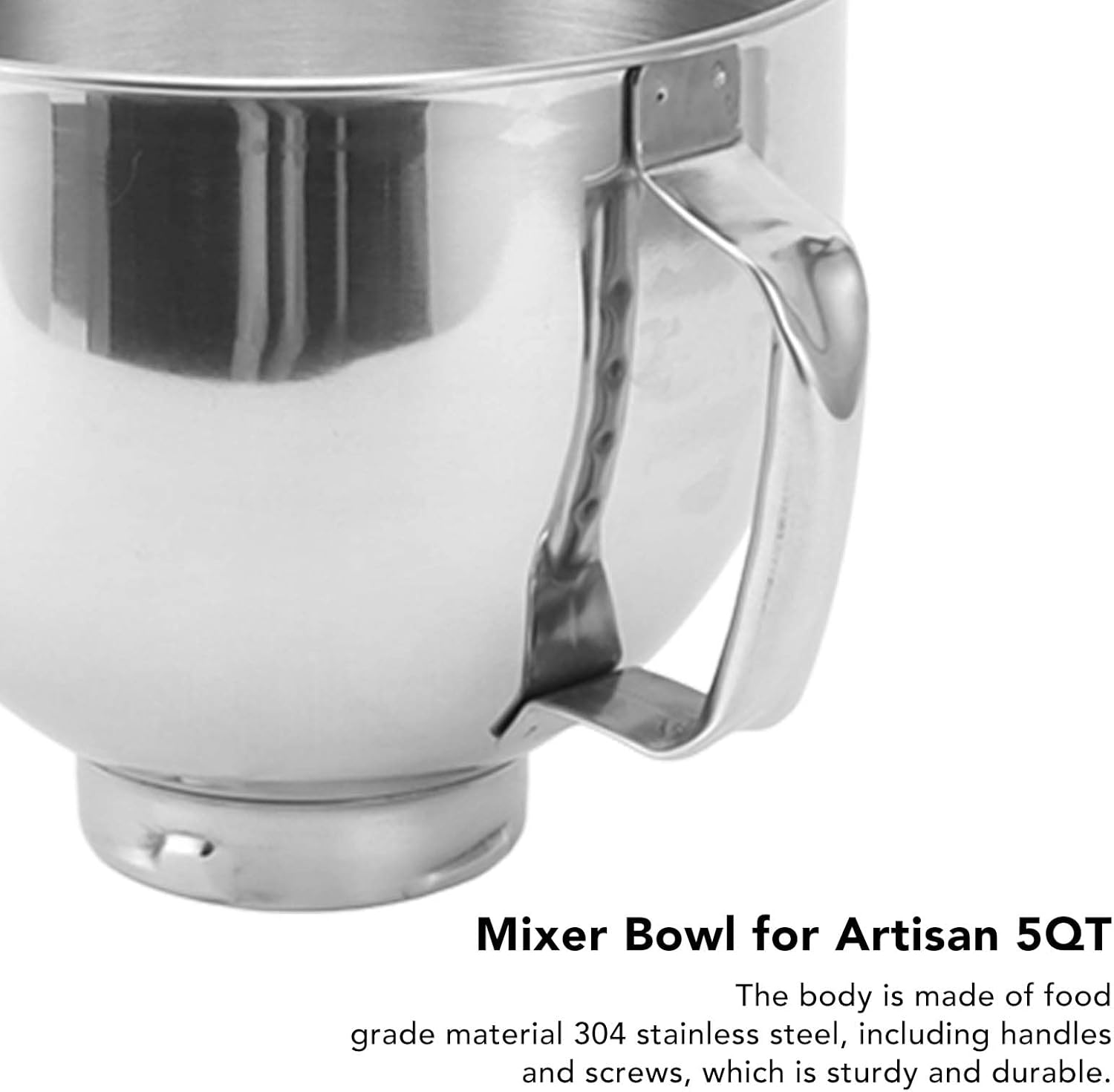 Stainless Steel Mixer Bowl for Kitchenaid Cassic 4.5Q & Artisan 5QT Series Stainless Steel Bowl with Handle Mixing Bowl Replacement Mixer Accessories Dishwasher Safe image number 1
