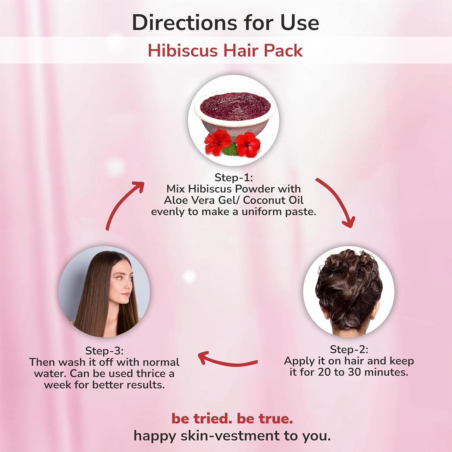 Tried N True Hibiscus Powder with No Added Preservative, Fragrance or Colour, Pure and Natural DIY Hair Mask for Silky and Smooth Hair- 100 Gm image number 3