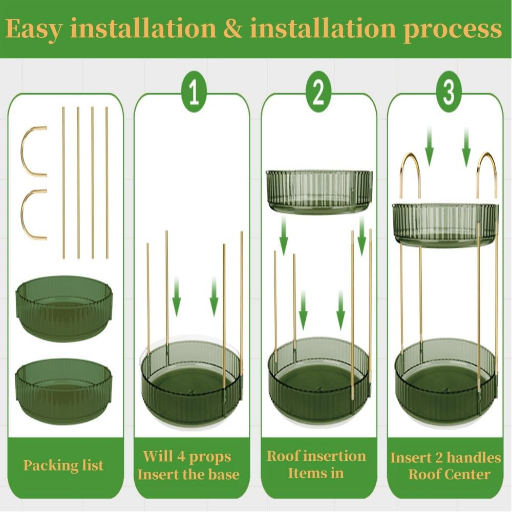 Fabselection Rotating Makeup Organizer, 2 Tier Cosmetic Storage Box Perfume Organizer Fits Cosmetic Vintage Storage, Bathroom Makeup Carousel Spinning Holder for Dresser Perfume, Lipsticks Clear image number 2