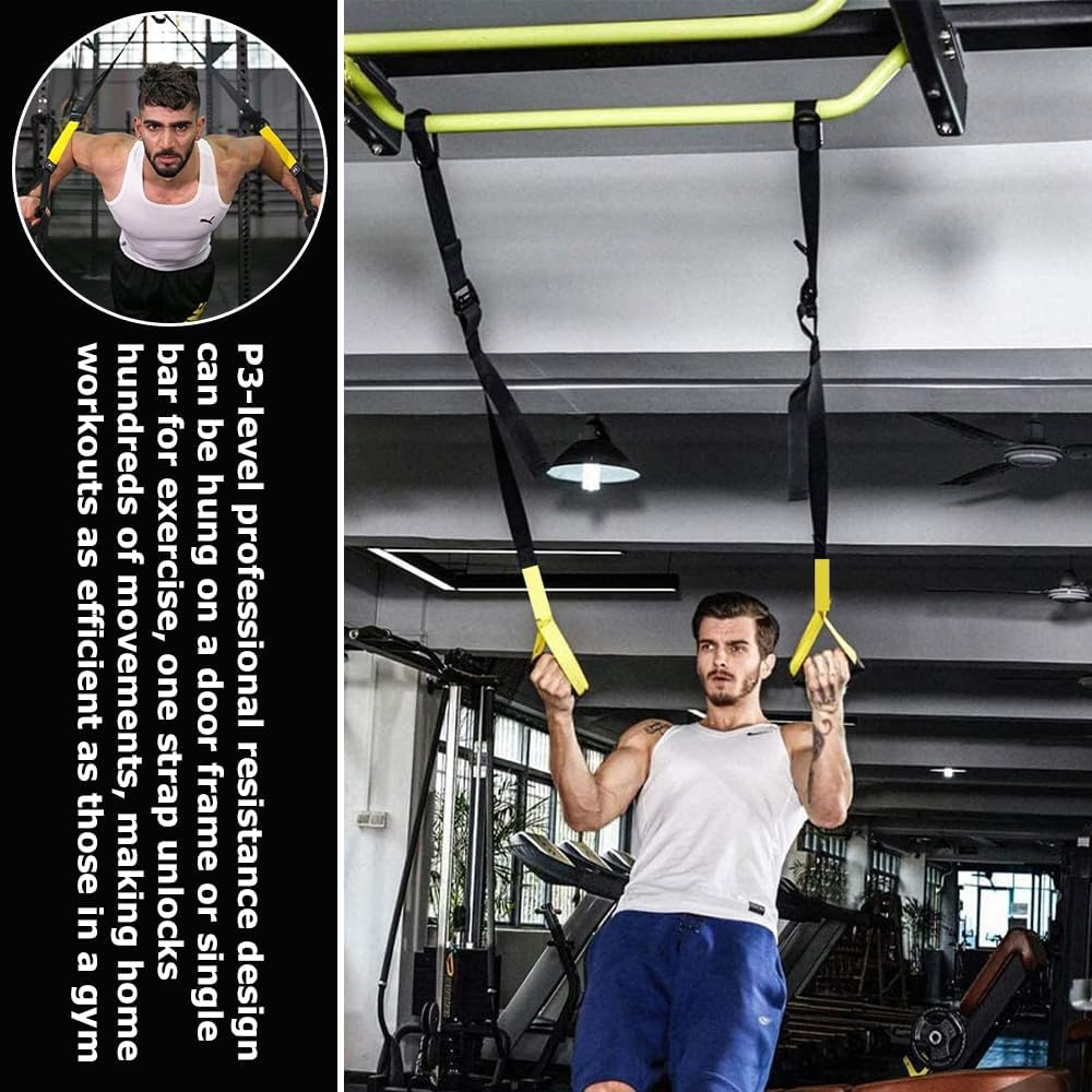 Fitness Suspension Training Straps,With a Breathable Mesh Organizer;Suspension Trainer Kit,Adjustable Fitness Bands, Yoga Resistance Straps, Pull Rope, for Home Gym & Outdoor Full-Body Workout image number 1