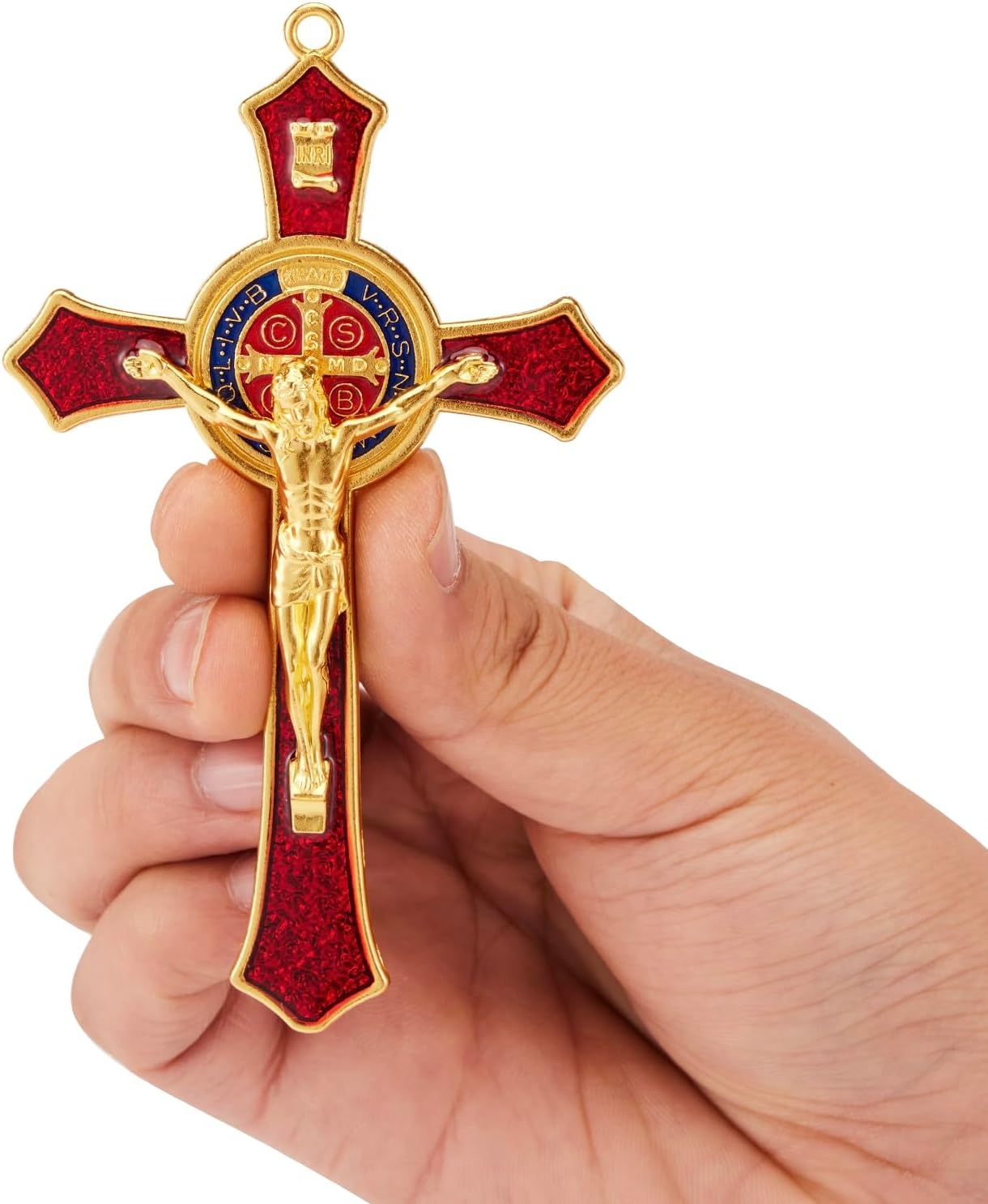 Brilucky St. Benedict Crucifix Wall Cross, Red Enamel Wall Art, 4.7 X 2.7 Inch, Catholic Decor image number 5