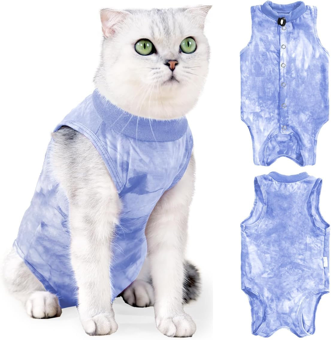 Cat Recovery Suit for Abdominal Wounds or Skin Diseases,Professional Breathable Surgical Recovery Suit,After Surgery Wear anti Licking Wounds,E-Collar Alternative for Cats and Dogs (Blue-L) image number 5