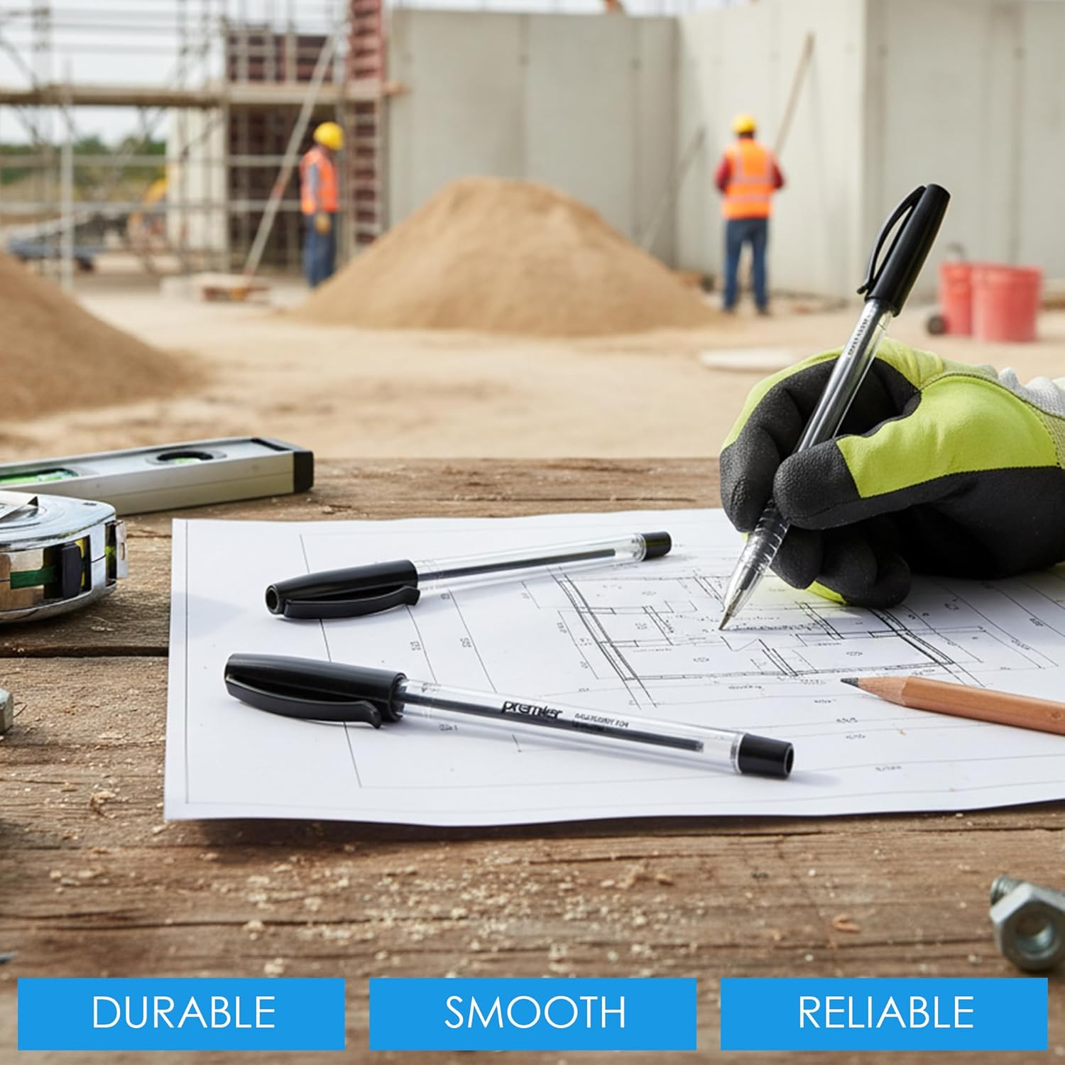 Premier Stationery Ball Point Pen, Black Ink, 1 X 100 Pack (100 Pens) | Smooth Writing | Ideal for Office, School, Exams & Everyday Use image number 5