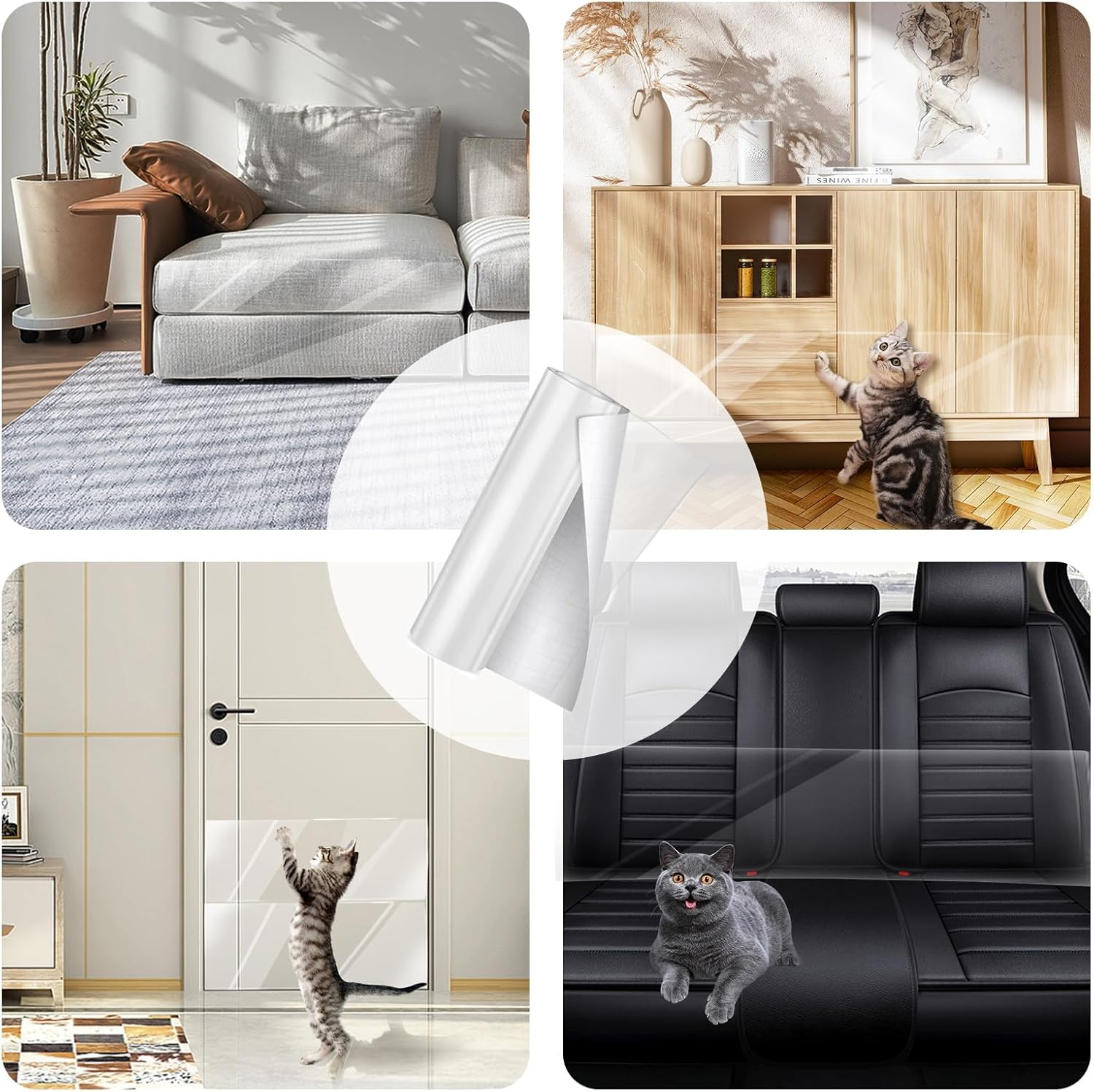 Cat Scratch Protection, 20 X 500 Cm Anti-Scratch Film, Sofa Transparent Scratch Protection Pad, Furniture Protector, Cat Furniture Protection, Scratch Pads for Furniture, Couch, Door, Wall, Scratch Repellent from Cats and Dogs image number 5