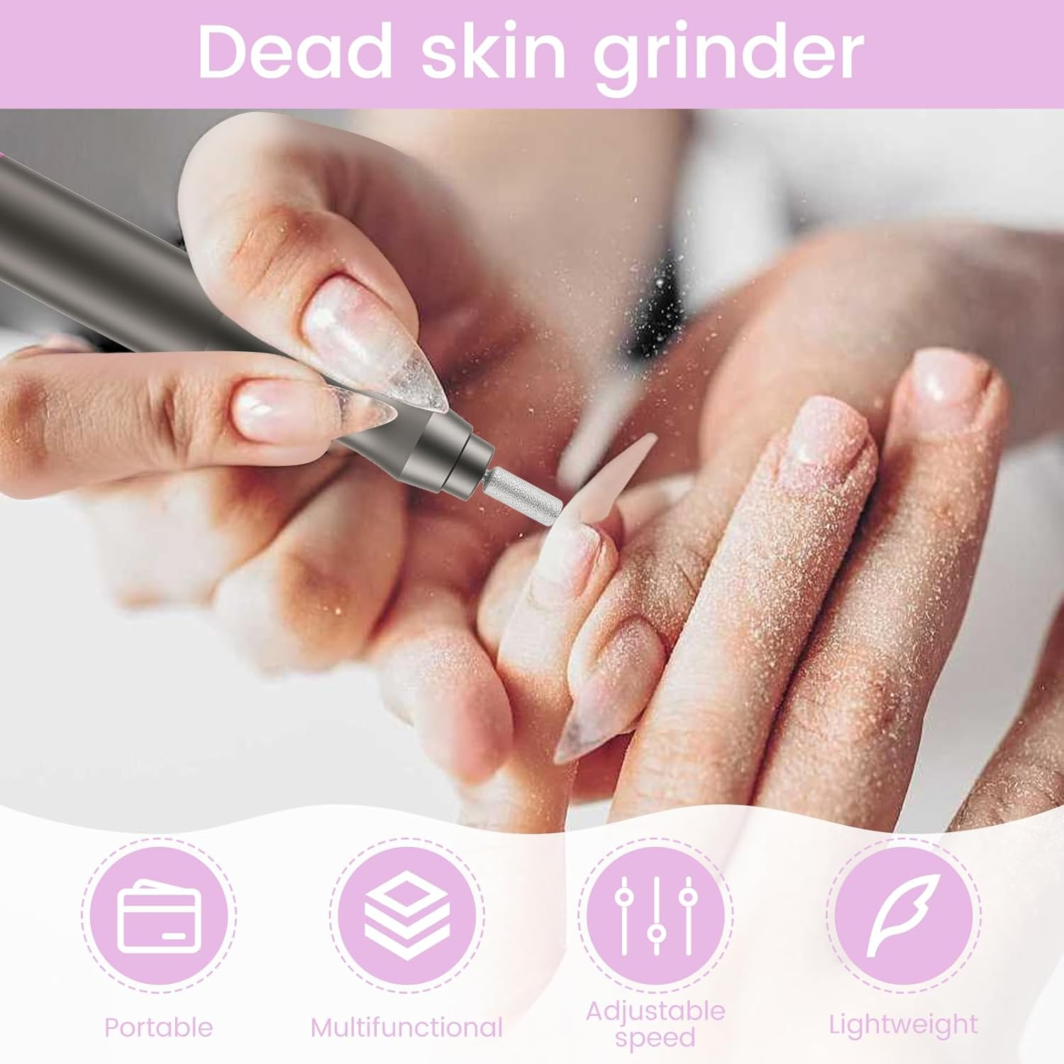 Cordless Nail Drill Set Multipurpose Safe Pedicure Manicure Machine Adjustable Nail Drill Machine Kit Easy to Use Cordless Electric Nail Drill Kit for Home Usage(Grey)