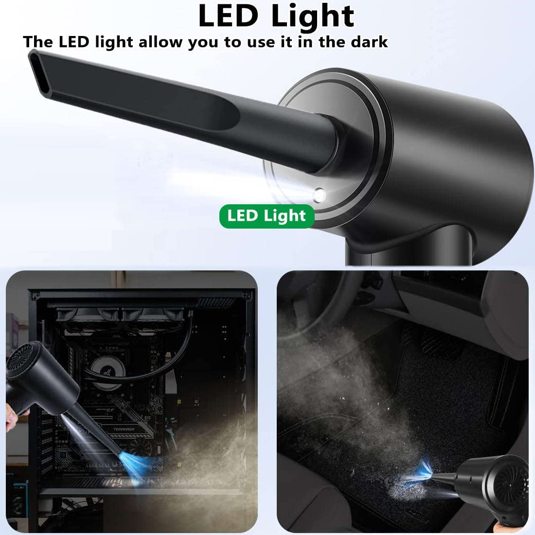 AROSKY Air Duster, Rechargeable Cordless Air Duster - No Canned Air Duster - Replace Air Can Reusable Electric Compressed Air Duster for Computer, Keyboard, Electronics, Home, Office, Car Cleaning image number 4