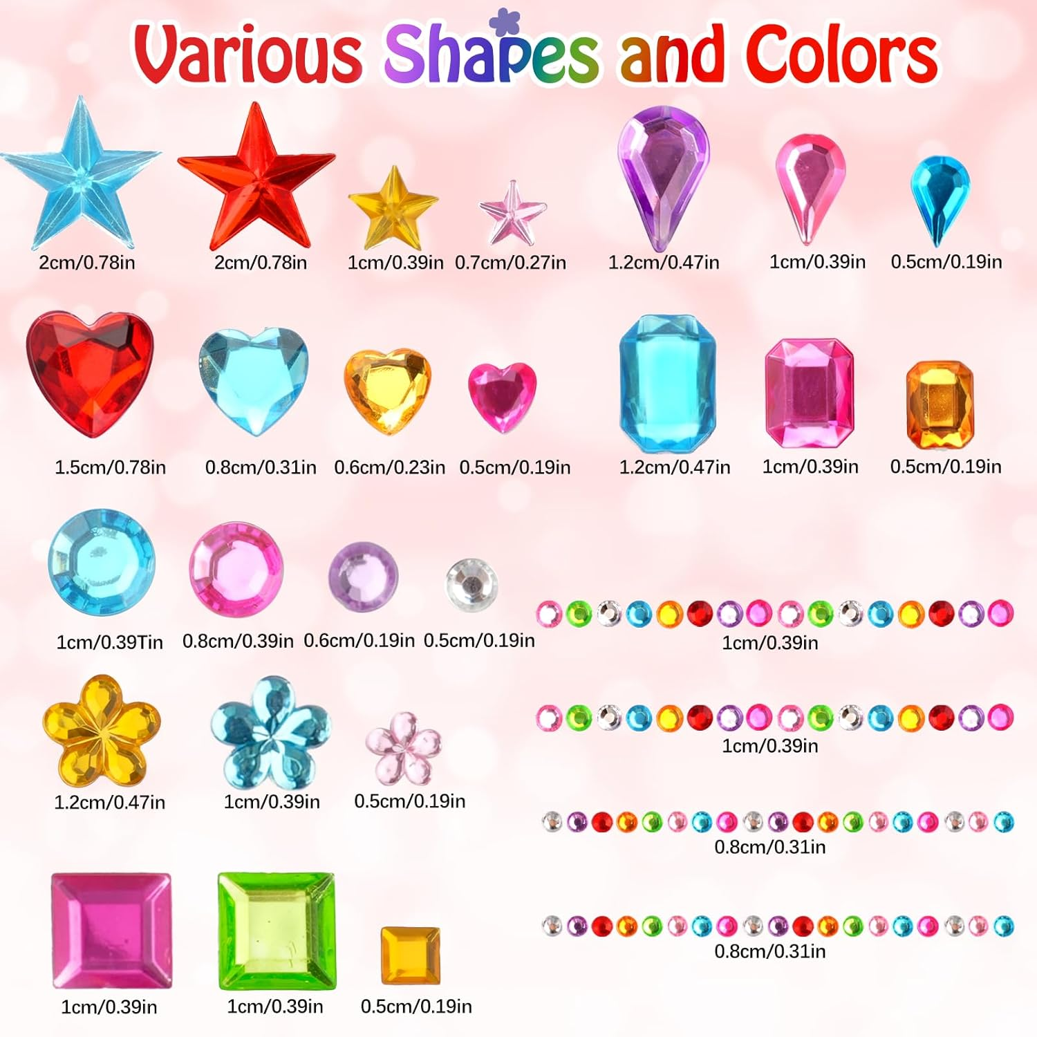 Pack of 3500 Self-Adhesive Glitter Stones, Colourful Acrylic Rhinestones, Self-Adhesive with Tweezers, Various Shapes Glitter Stones for Crafts, Glitter Stickers for Children, Photo Frame, Craft Items image number 2
