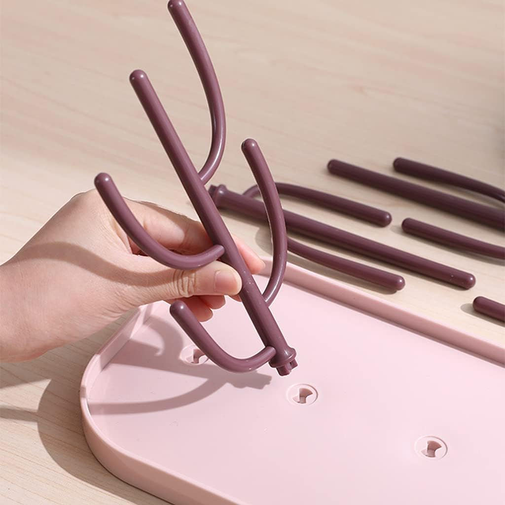 Perfeclan Water Bottle Drying Rack Holder with Tray Cactus Multifunctional, Pink image number 4