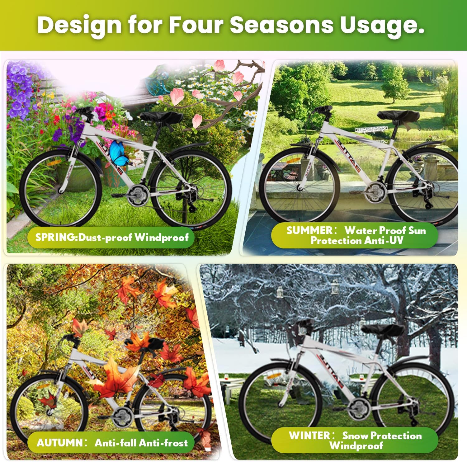 Waterproof Cover for Bicycle Saddle &ndash; 2 Pack Bike Seat Rain Cover, Bike Seat Cover Waterproof for Ebike, Road & Mountain Bicycle Seats, Rainproof Cushion Protector, 23X21Cm image number 2