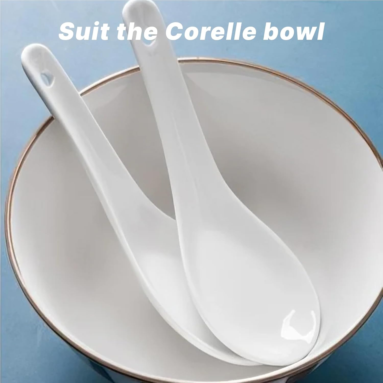 Set of 6 Asian Ceramic Soup Spoons, 4.92" Ramen Spoons, Ideal for Pho, Miso, Wonton, Dumpling, Macaroni, Dishwasher & Oven Safe, Apply to Perfectly Complements Corelle Soup Bowls image number 1