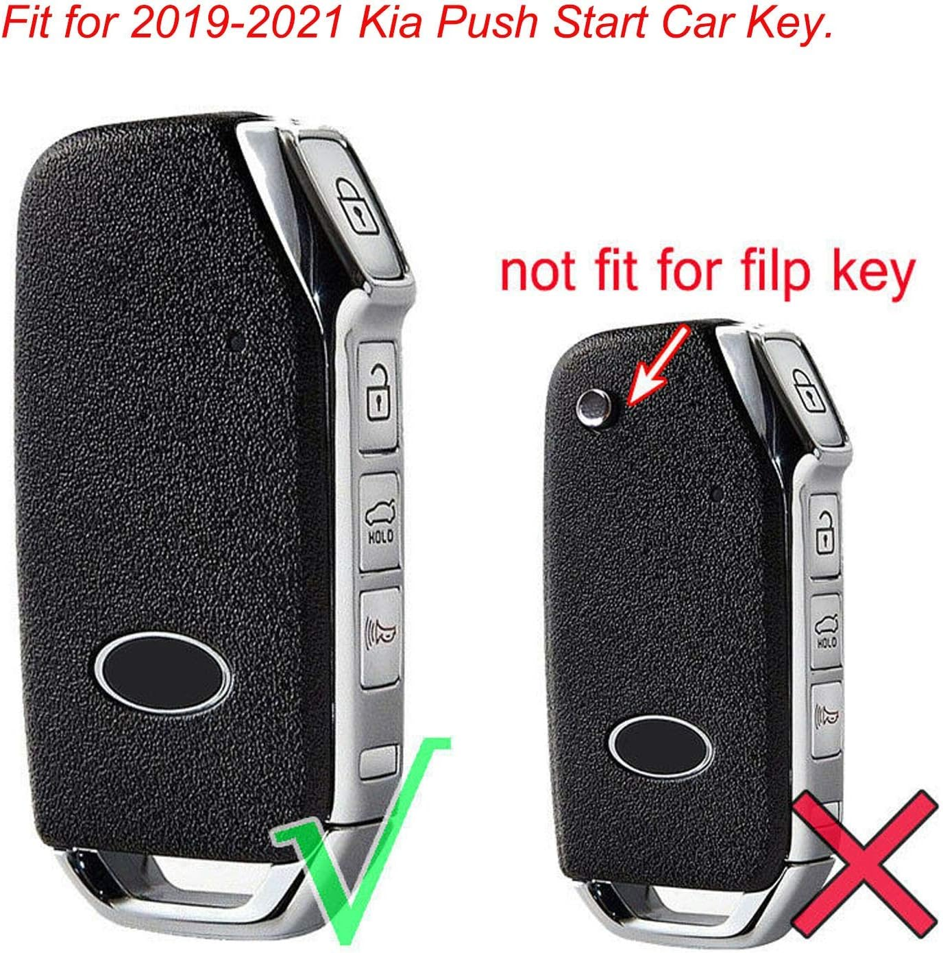 2 Pack Soft Silicone Rubber Remote Key Fob Cover Case Protector Holder Jacket for 2019 2020 2021 Kia Telluride Seltos Soul Forte GT EX Sportage Sorento Cerato NIRO, Black - Black Purple image number 6