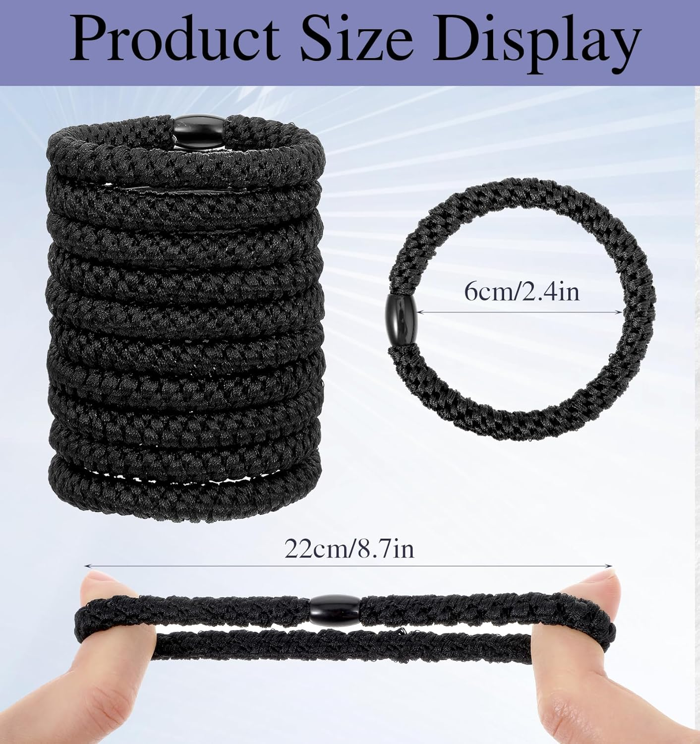 Set of 10 Men'S Hair Bobbles Black Made of Tear-Resistant Nylon with 4-Way Stretch for Strong Elasticity and Non-Slip Hold, Ideal for Everyday Sports and as a Stylish Bracelet image number 5