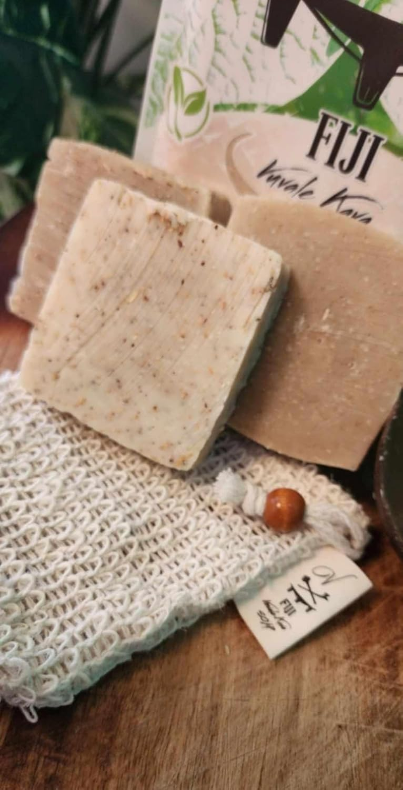 Kava-Nish Soap: Dual-Action Care for Every Skin Type Two Bars, One for Exfoliation, One for Silky Softness&mdash;Plus a Natural Sisal Pouch for the Perfect Cleanse. Embrace the Essence of Calm! image number 2