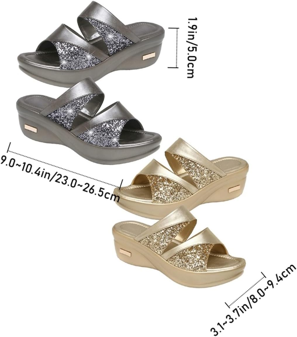 Minkissy Thick Wedge Sole Women Slippers Summer Casual Fish Mouth Sandals for Outdoor Beach Wear Stylish Grey Mom Shoes with Easy