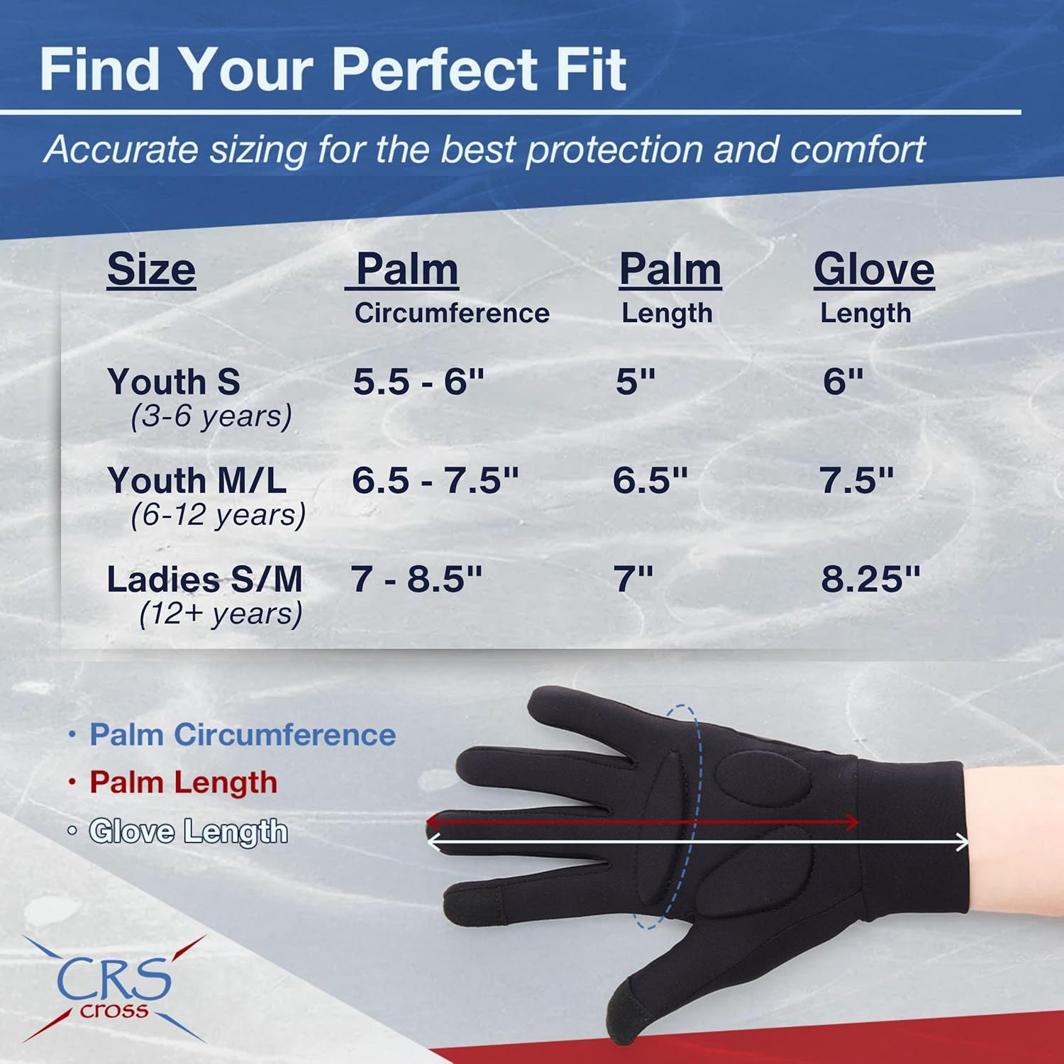 CRS Cross Figure Skating Gloves - Warm Padded Protection for Practice, Competition, or Testing/Examination image number 5