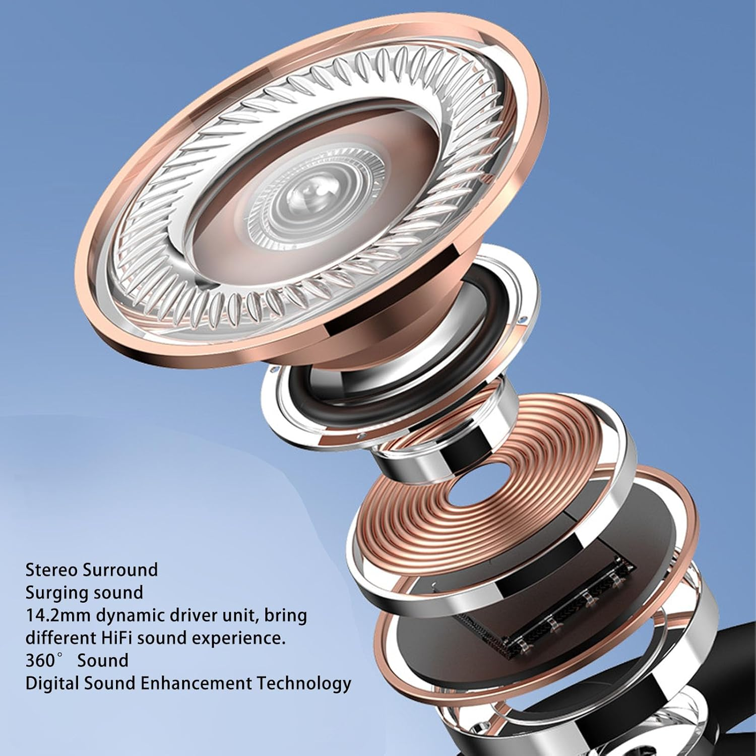 Jiawu Wireless Earphone anti Slip Stable Fit 5.4 Air Line Technology Black ABS Business Earbud for Office Workers image number 3