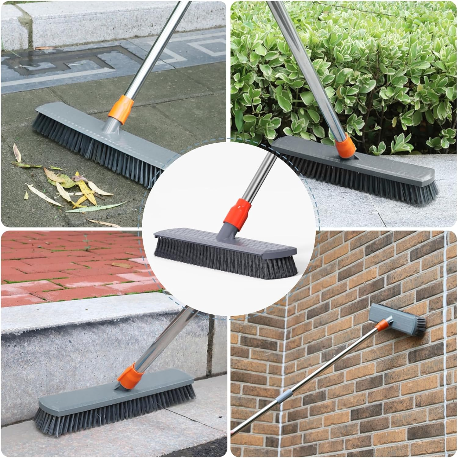 Push Broom, Tub Floor Tile Broom Brush, Lightweight Design for Cleaning Bathroom, Patio, Kitchen, Indoor Outdoor Cleaning Brush