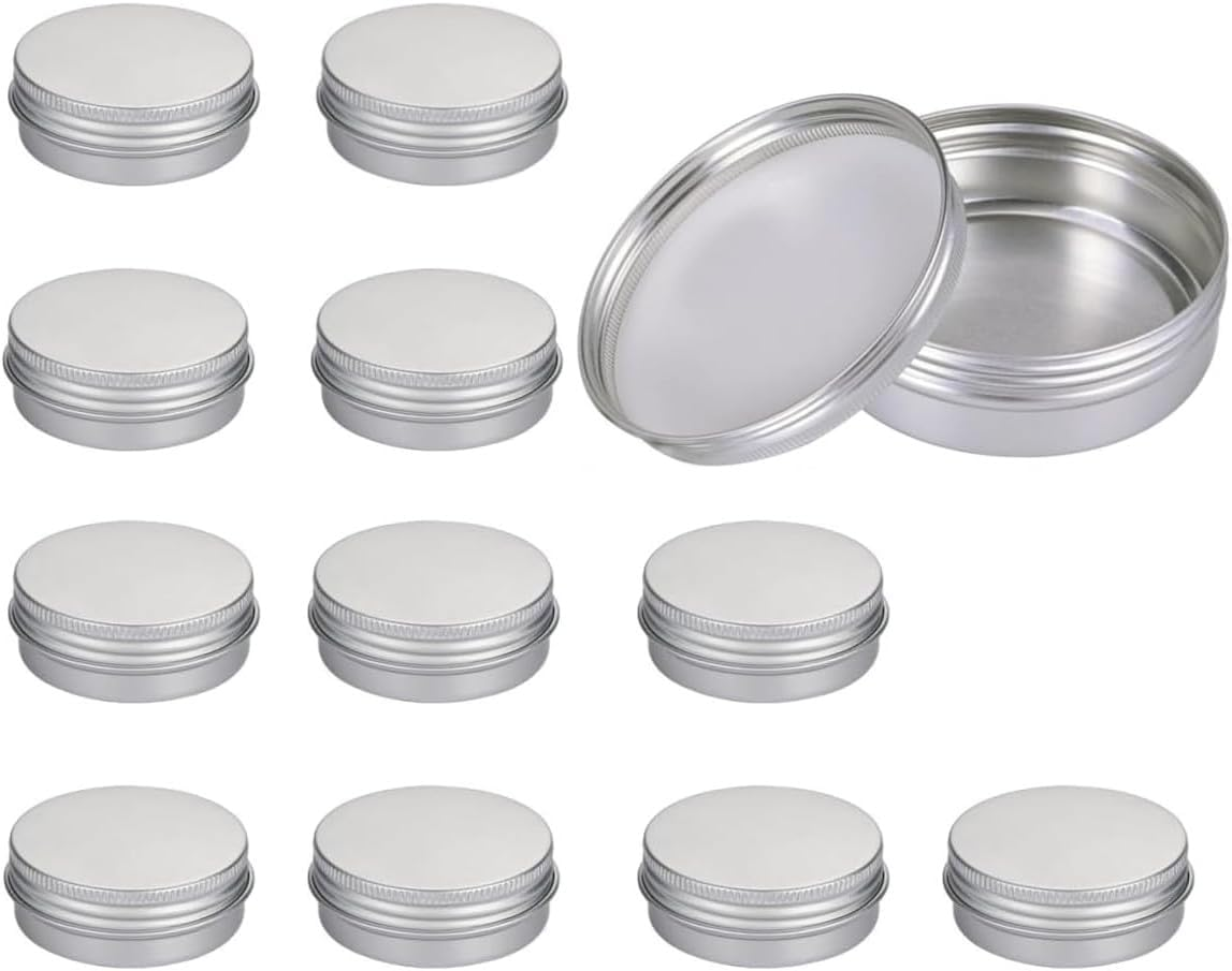 YKHNIS 12 PCS 30Ml Screw Top round Steel Tin Cans, Tin Storage Jar Containers with Screw Cap for Lip Balm, Cosmetic, Candles, Salve, Make Up, Eye Shadow, Powder, Tea image number 2