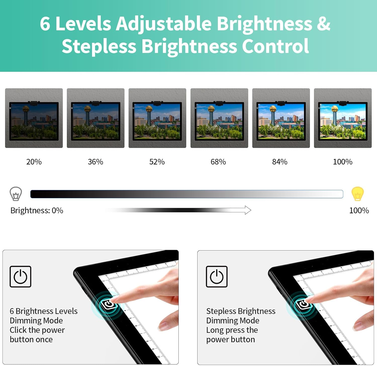 A3 Light Pad, 6 Levels&Stepless Dimmable Diamond Painting Light Board, Ultra-Thin Tracing Light Box with Magnetic Clip, Portable LED Light Pad for Weeding Vinyl Drawing Sketching image number 1