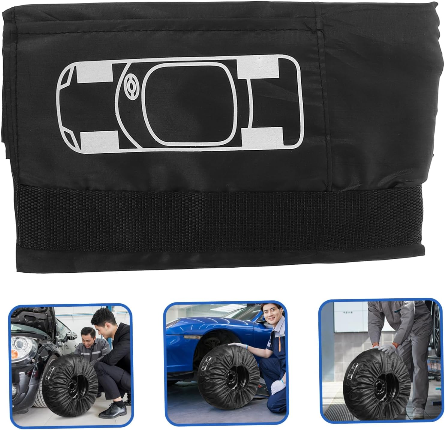 SEWOART 4Pcs Trailer Tire Covers Spare Wheel Cover for Rv Car Truck Weatherproof Tire Protectors Easy Install Black image number 3