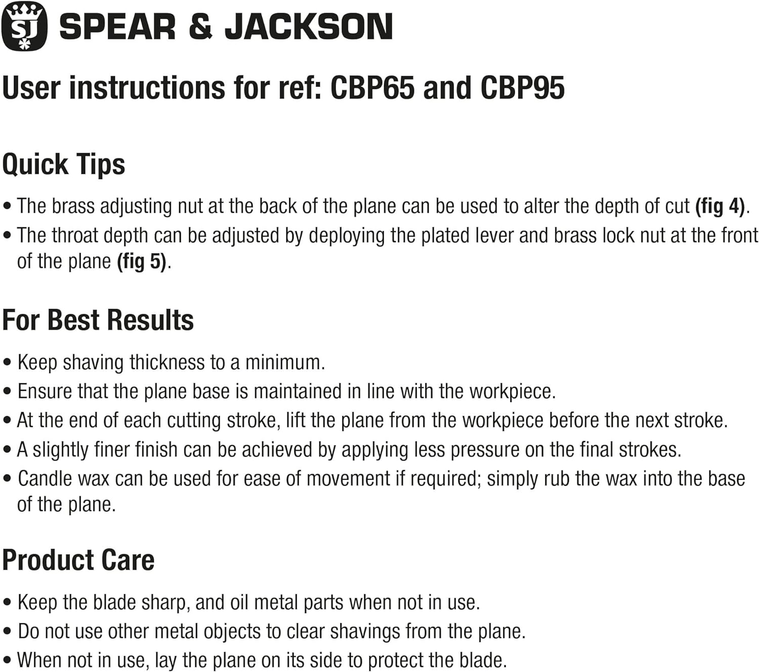 Spear & Jackson CBP65 Carpenters 6 1/2 Block Plane