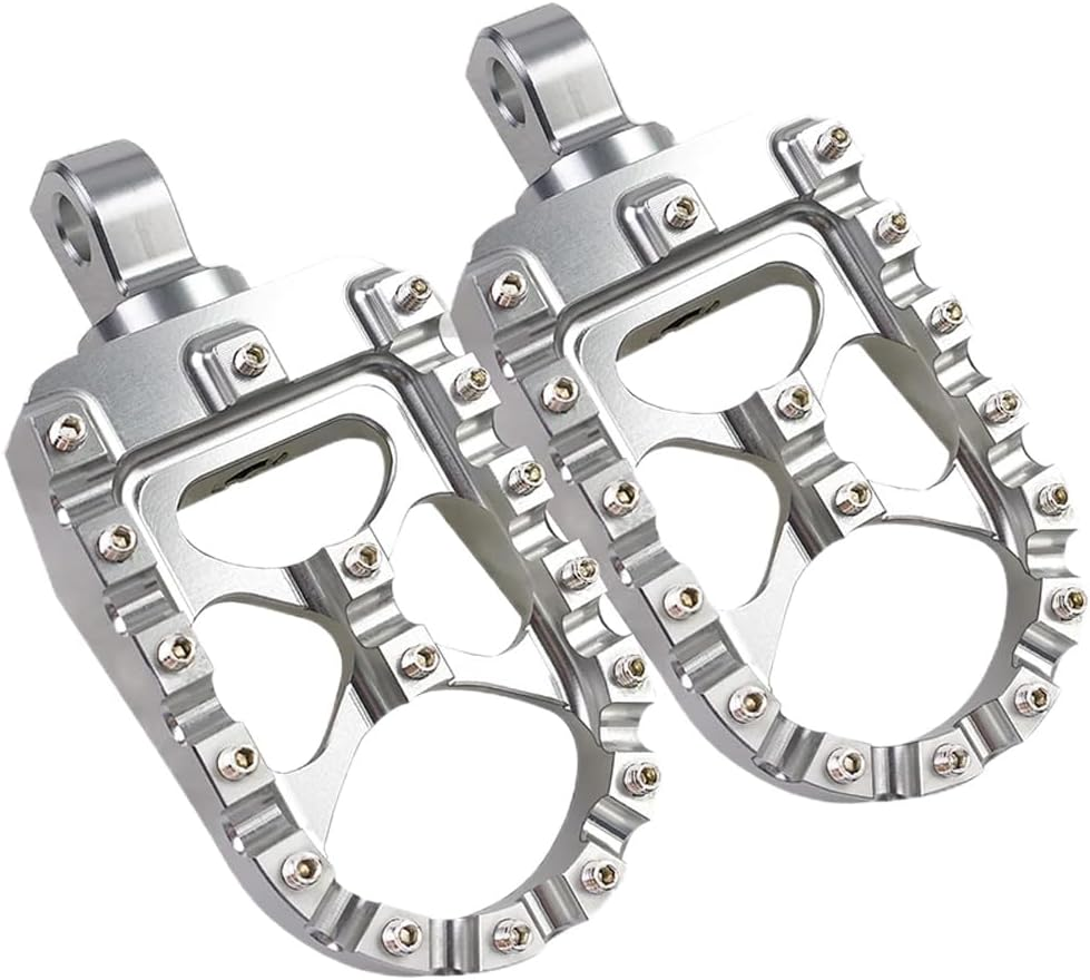 TOMVAES CNC Wide Foot Pegs 360&deg; Roating MX Chopper Bobber Style for Harley Dyna Sportster Fatboy Iron 883 1200,Silver image number 6