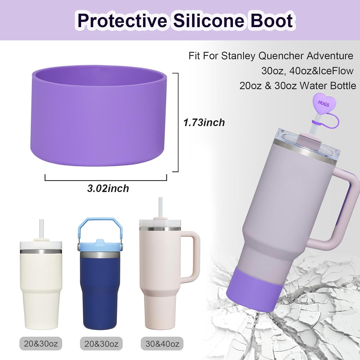 Stanley Cup Accessories Set 30&40 Oz, Includes 0.4In Straw Covers, Water Bottle Handle Strap, Cute Stanley Charms and Silicone Boot. image number 2
