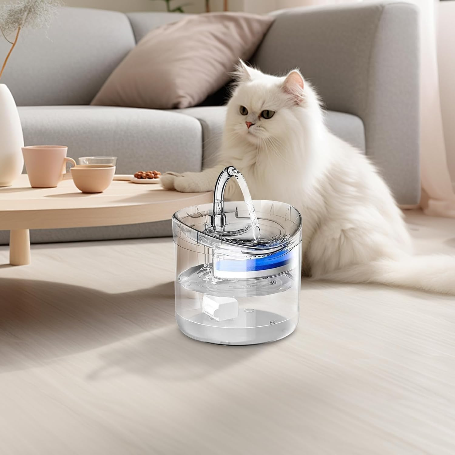 Cat Drinking Water Fountain | Silent Dog Water Dispenser,Automatic Smart 2L Clear Dispenser for Kitten Puppy Indoor Home Hydration image number 2
